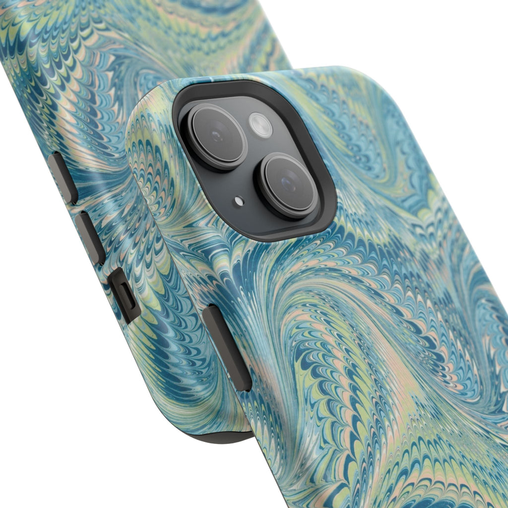 Aqua + Green Marble Phone Case - Impact-Resistant MAG SAFE - Dual Cover Design