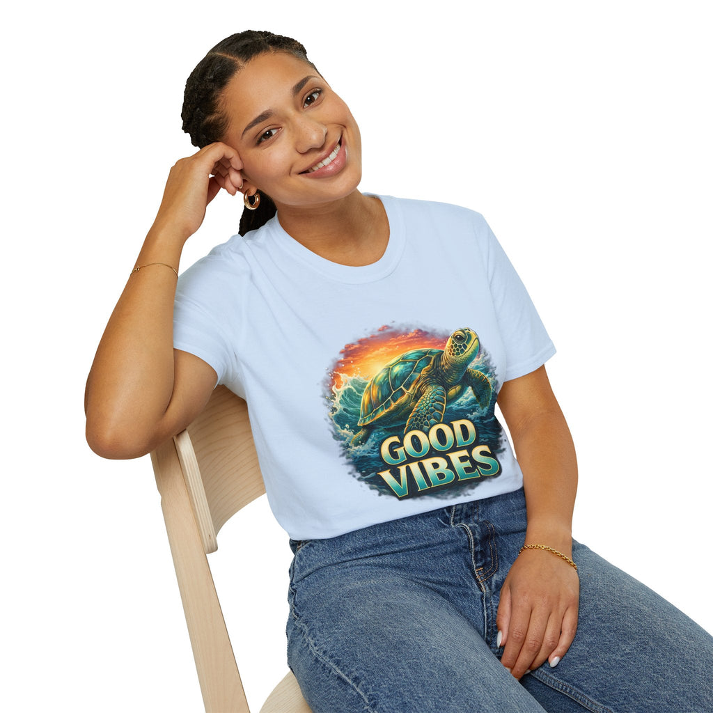 Sea Turtle 'Good Vibes' T-Shirt — Coastal Summer Surf Tee