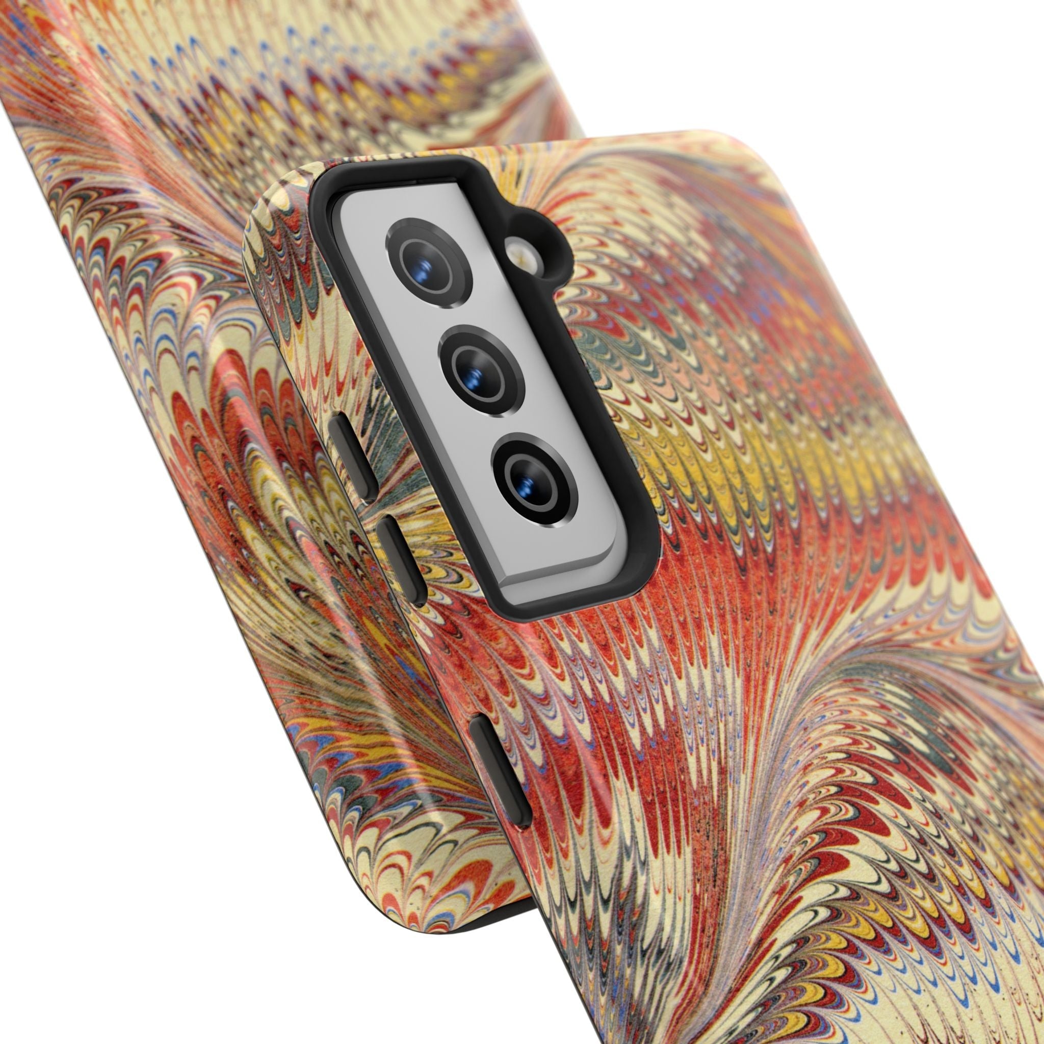 Orange, Rust and Gold Marble Italian Tough Phone Case — Durable Marbled Phone Case