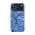 Blue Italian Marble Phone Case – Artistic Swirl iPhone & Samsung Case, Slim, Wireless Charging Compatible