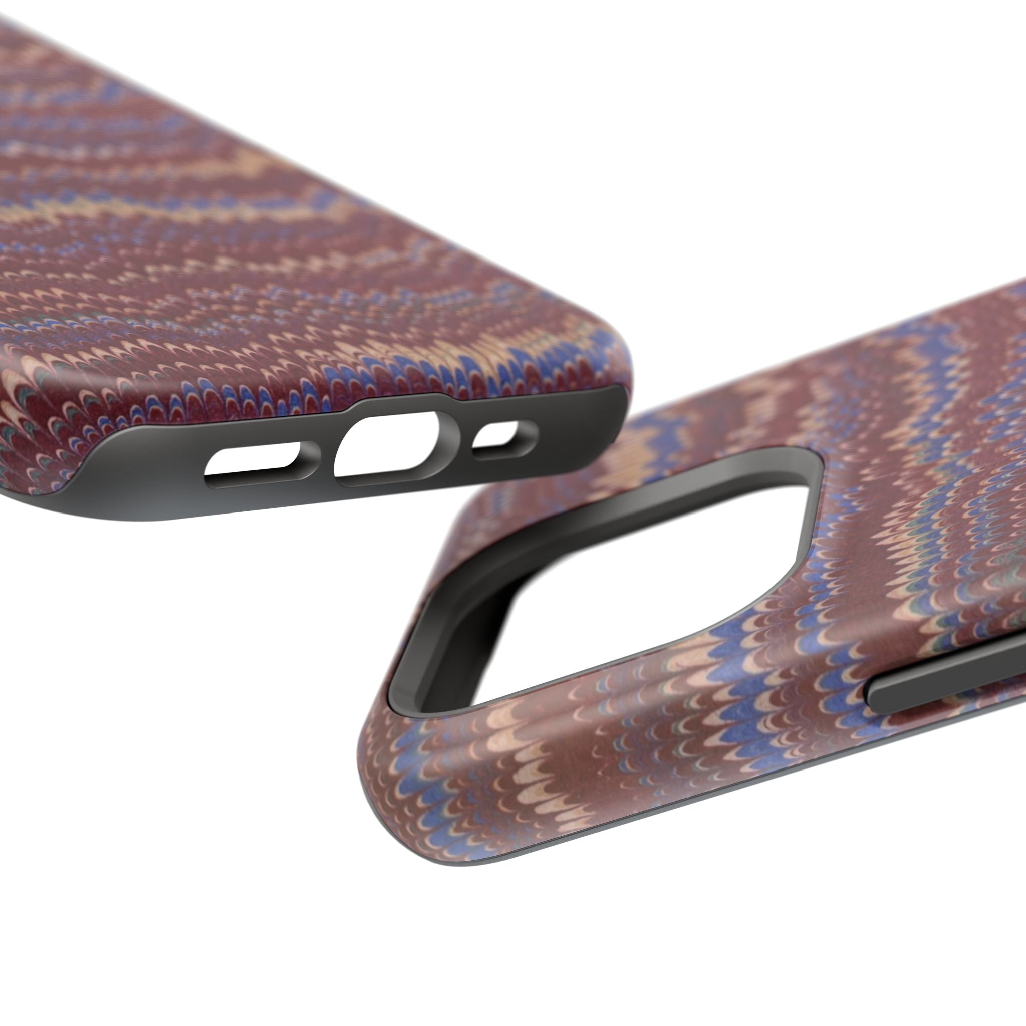 Burgundy and Blue Hues Italian Vintage Marble Design Phone Case for Apple + Samsung