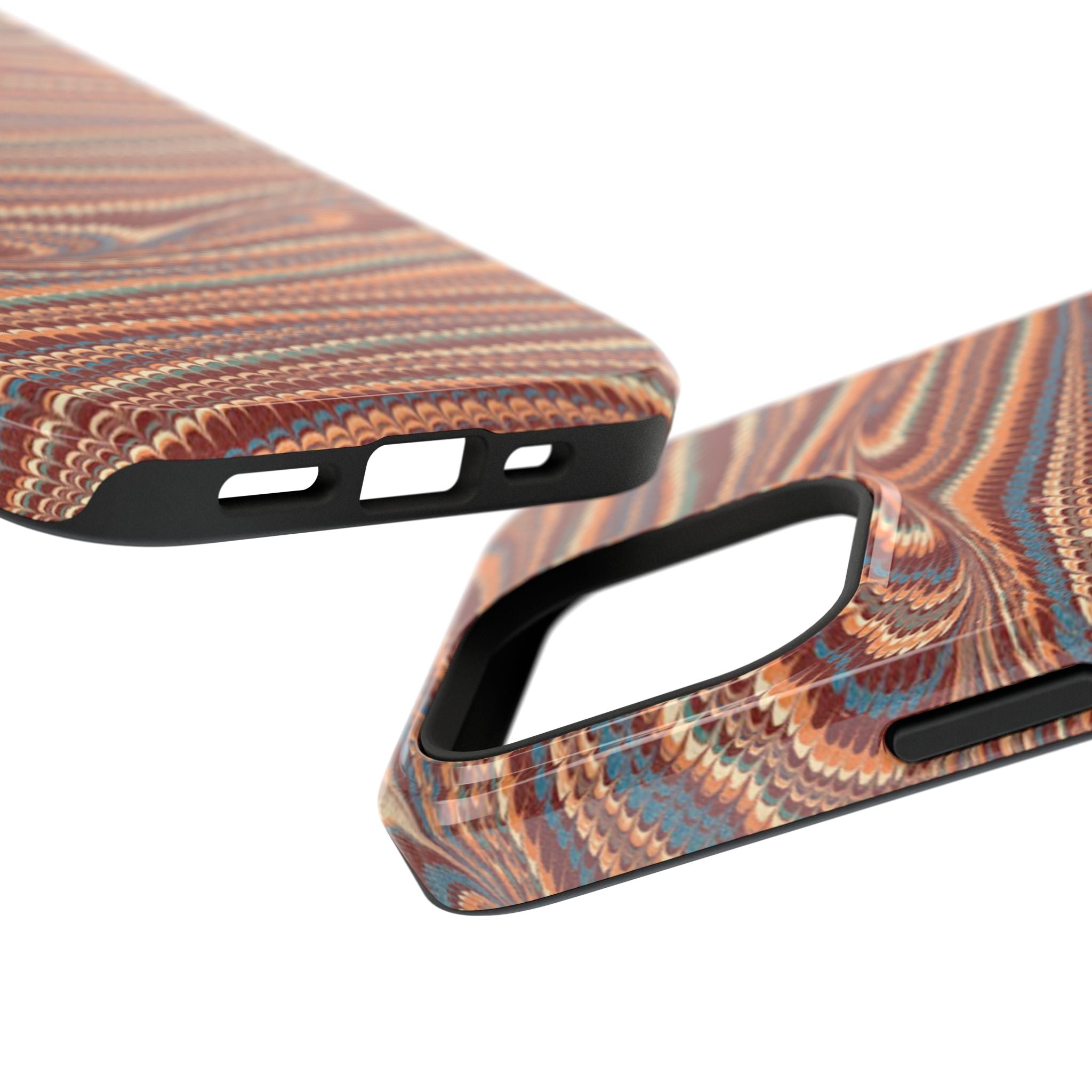 Neutrals Burgundy, Beige, Rust Hues Italian Vintage Marble Design Phone Case for Apple + Samsung