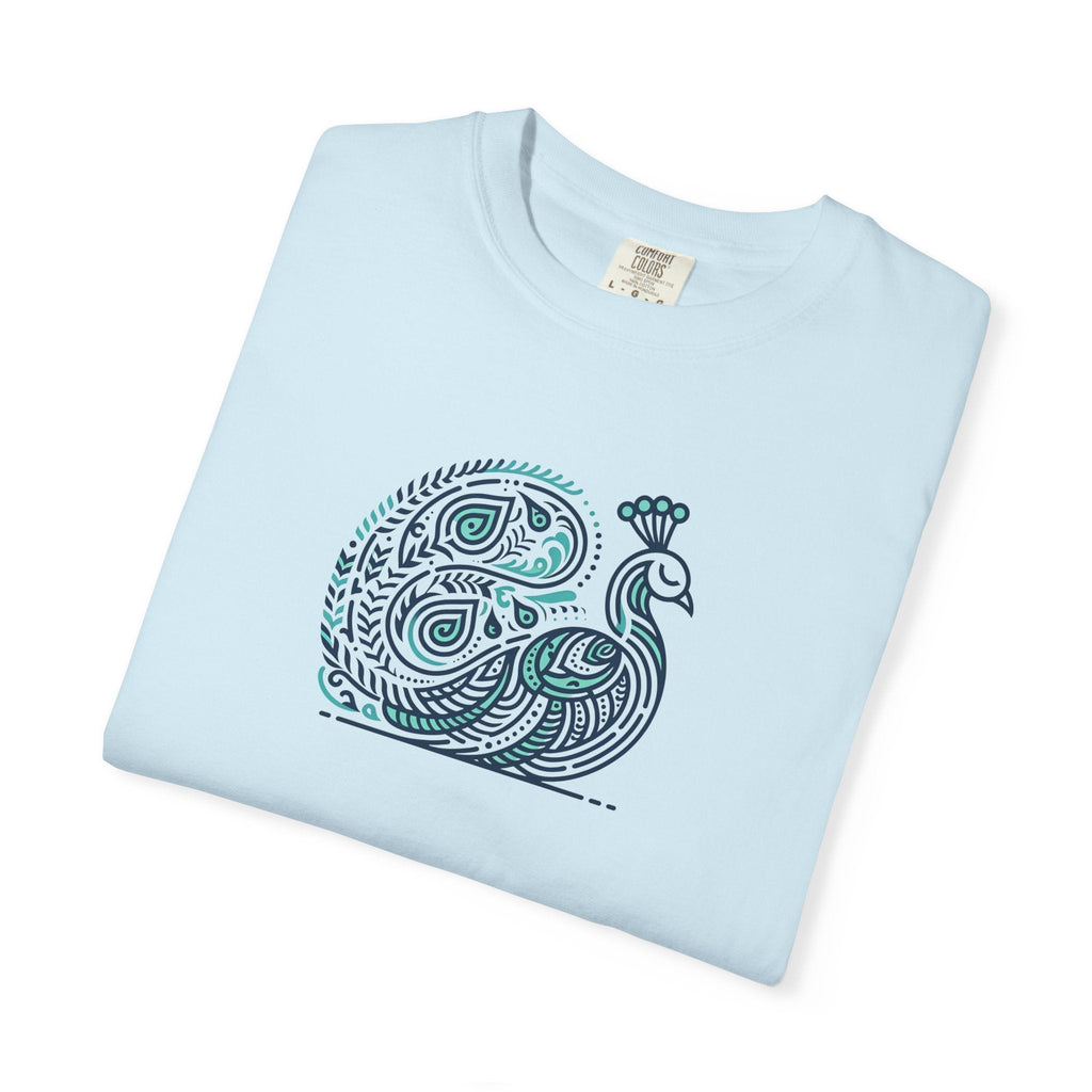 Peacock Cotton Tee - Garment Dyed Eco-Friendly Gift - DipaliZ