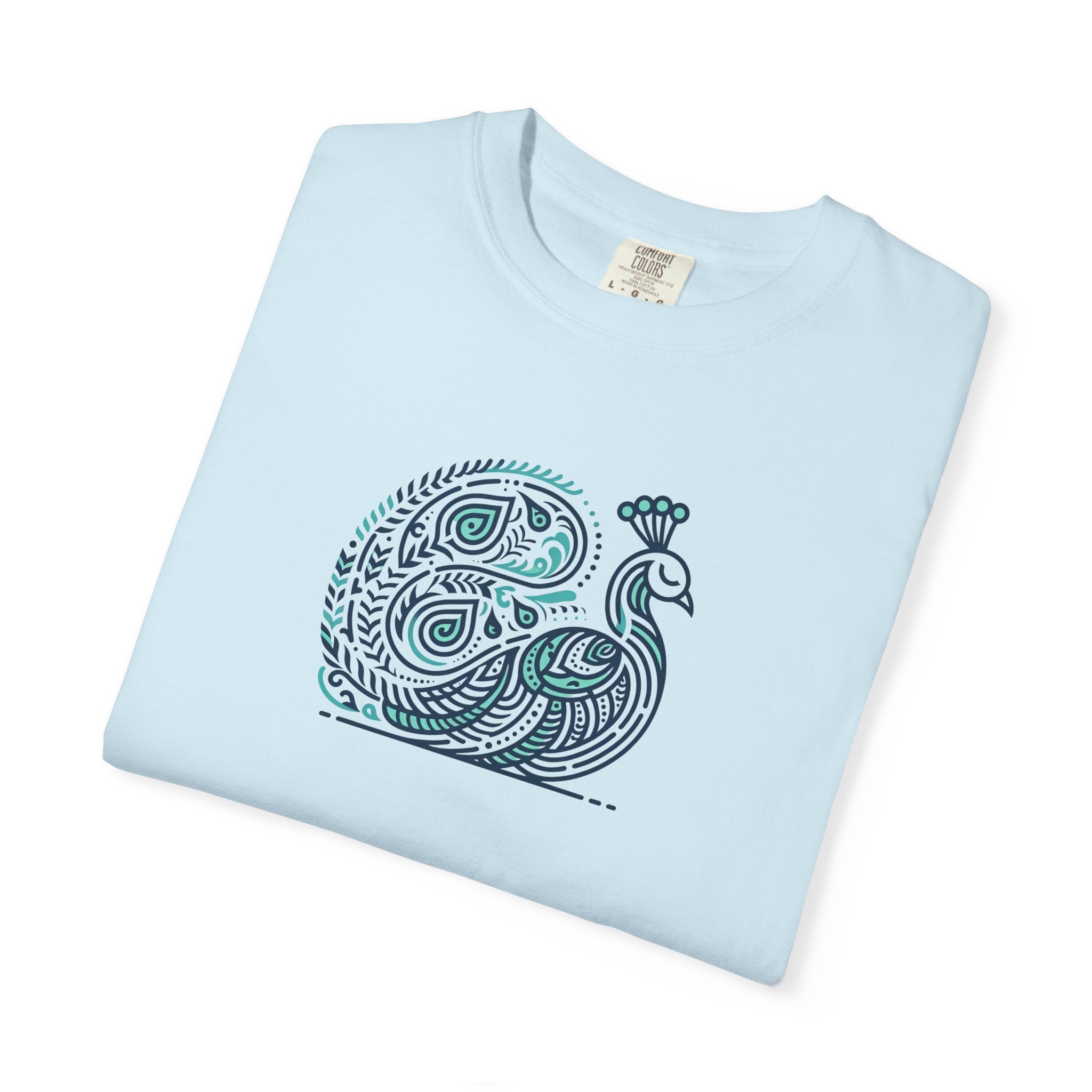 Peacock Cotton Tee - Garment Dyed Eco-Friendly Gift - DipaliZ