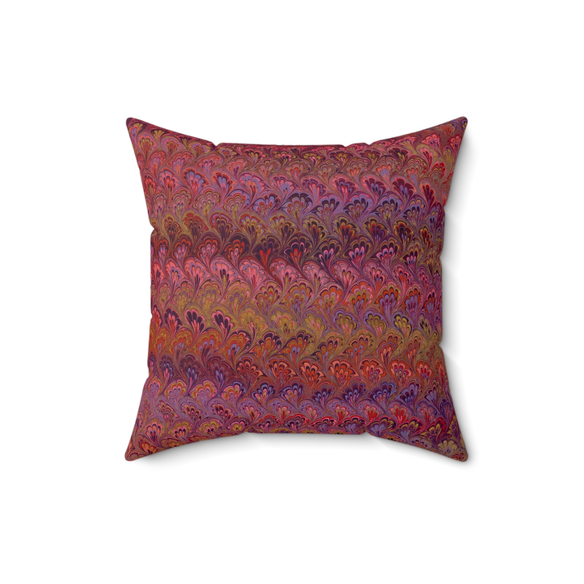ITALIAN MARBLE Red and Gold Square Pillow includes Pillow, Hidden Zipper