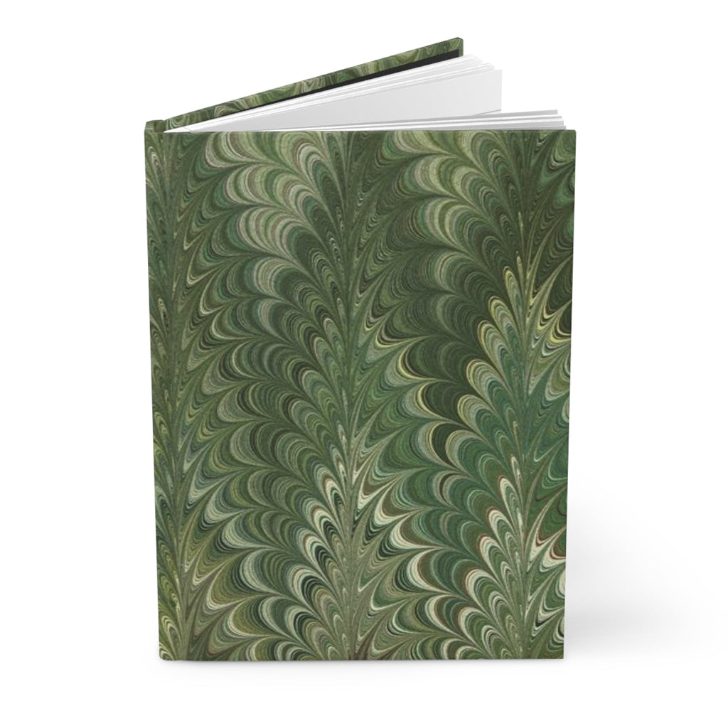 Italian Marble Hardcover Journal Matte, Green Hand-Painted Design, Artistic Notebook, Writing Diary, Lined Pages