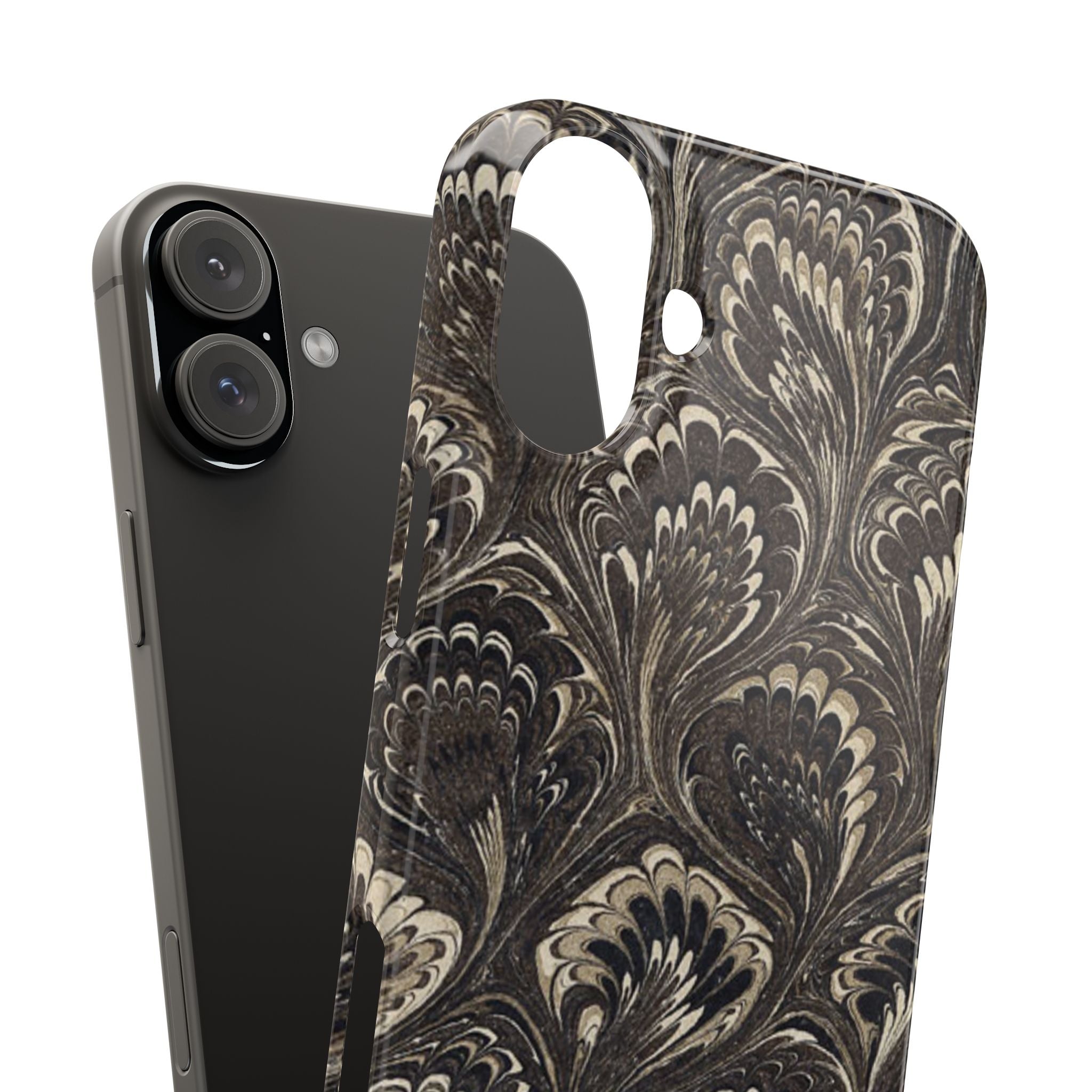 Black Italian Marble Design Slim iPhone 17 + all models Phone Cases