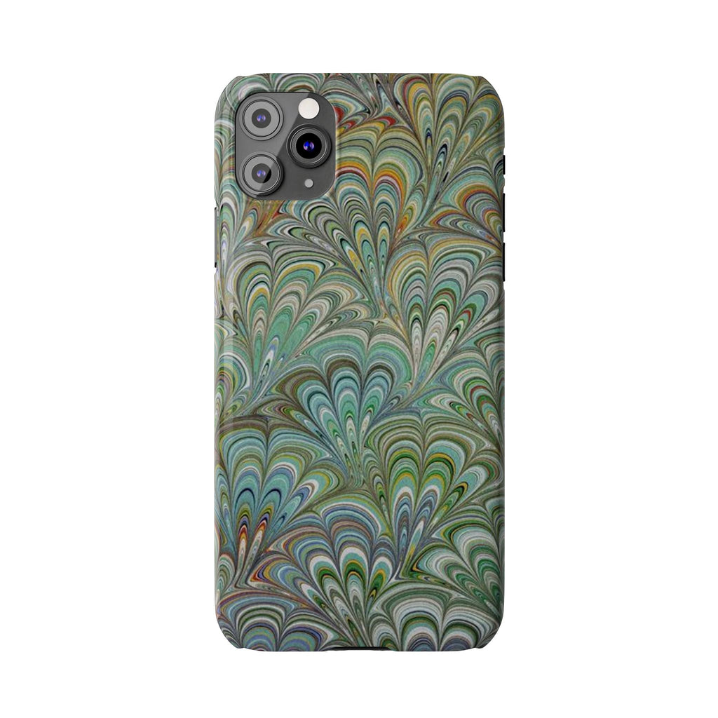 Deep Green Peacock Italian Marbled Design, Italy Feather Phone Case