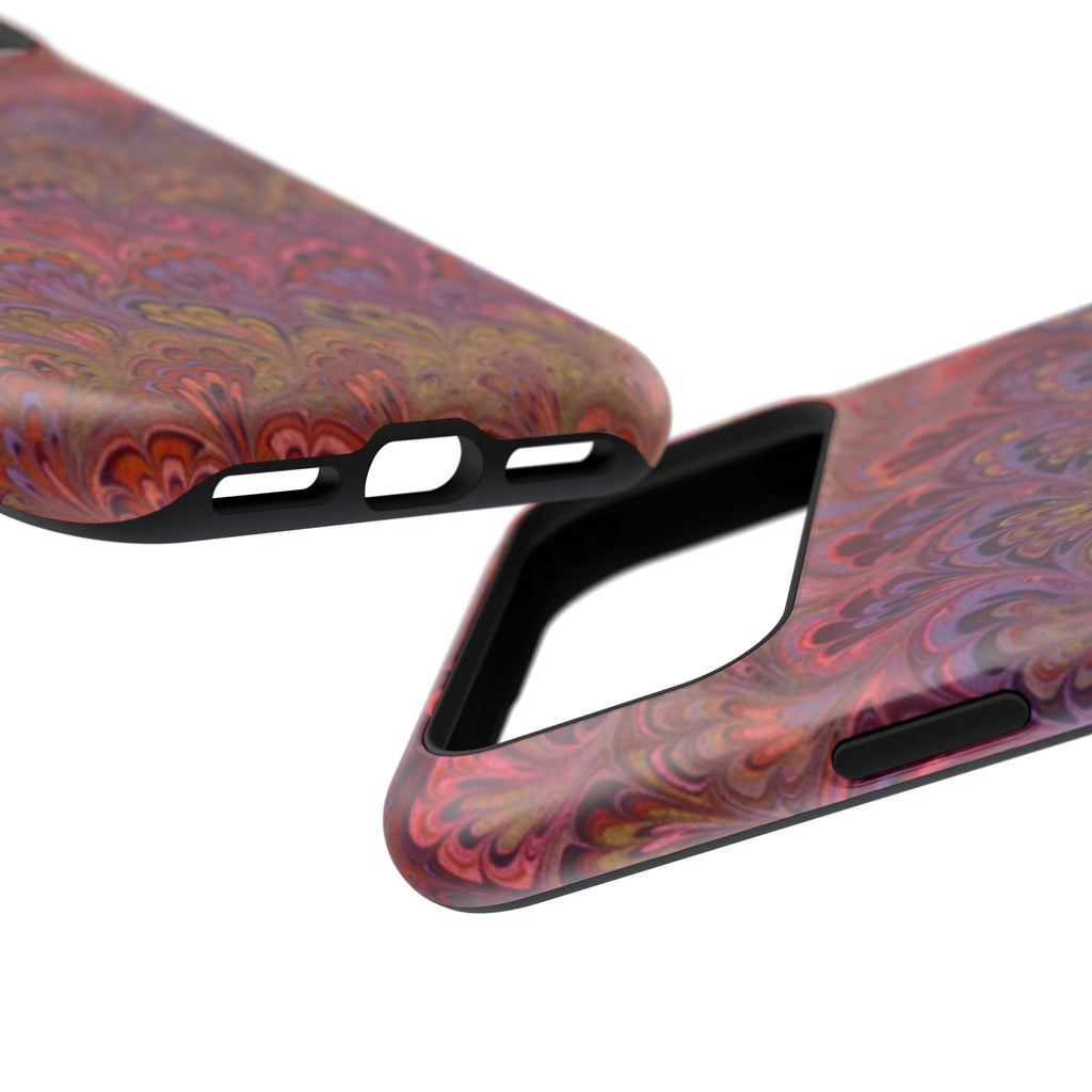 Red, Burgundy, Lavender Italian Peacock Feather Design Phone Case