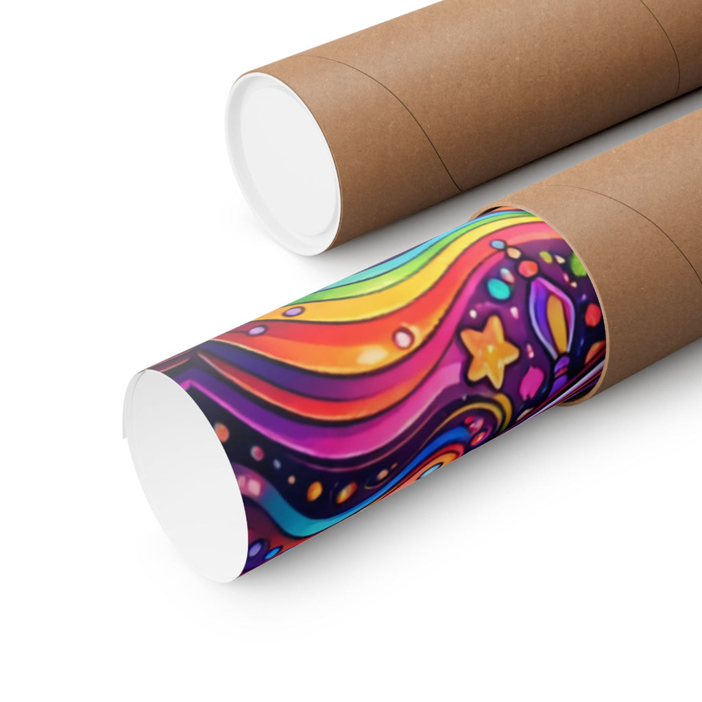 Rainbow Hearts Poster — Square Matte Print with All-Seeing Eye