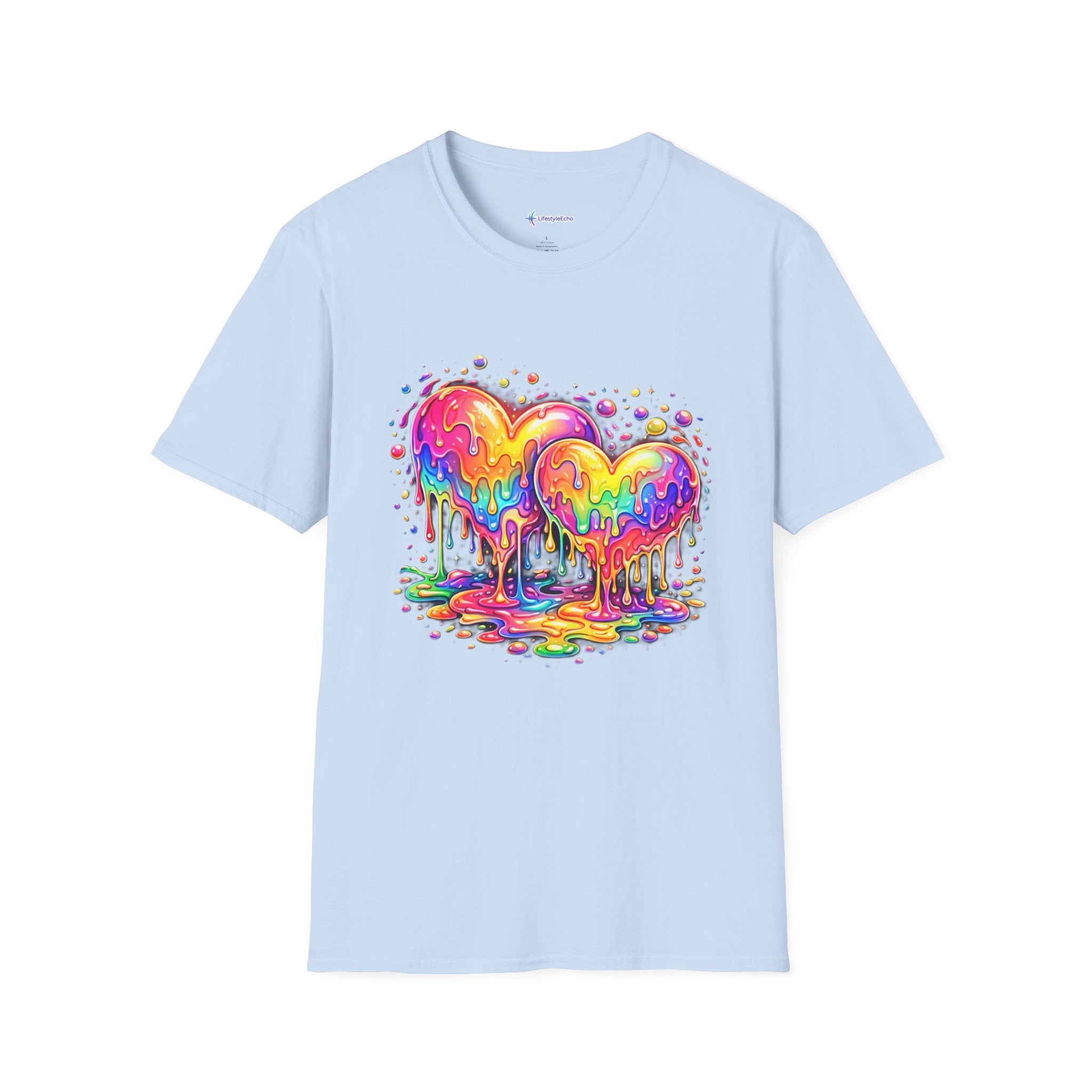 Melting Hearts Tee - Vibrant Double Heart Graphic T-Shirt