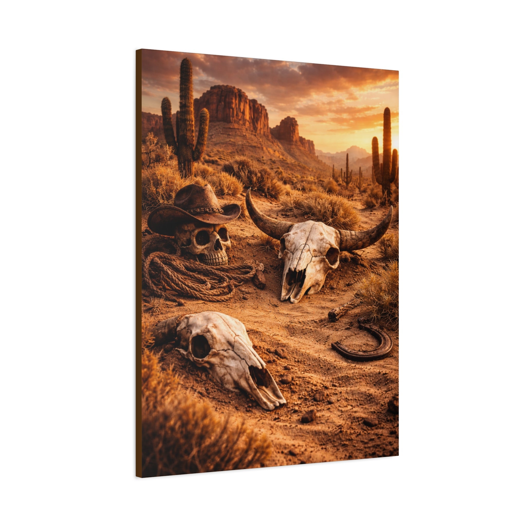Desert Skull Canvas Art — Western Cowboy Rodeo Wall Decor