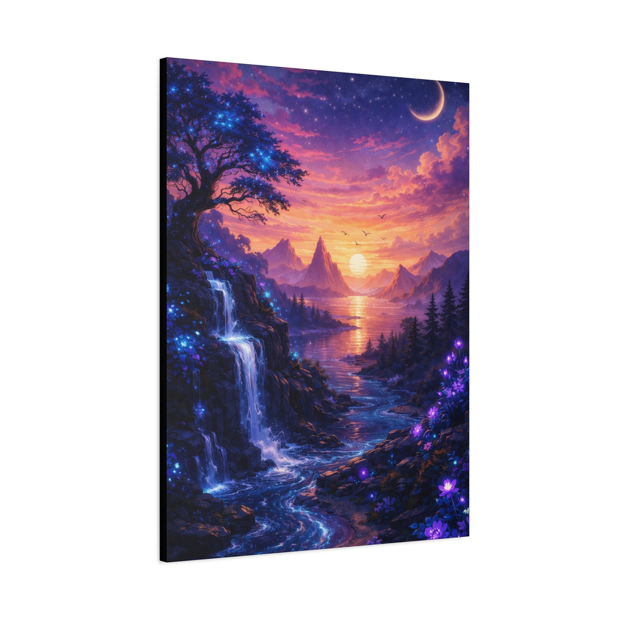 Sunset Fantasy Landscape Canvas Print — Stretched Matte Wall Art
