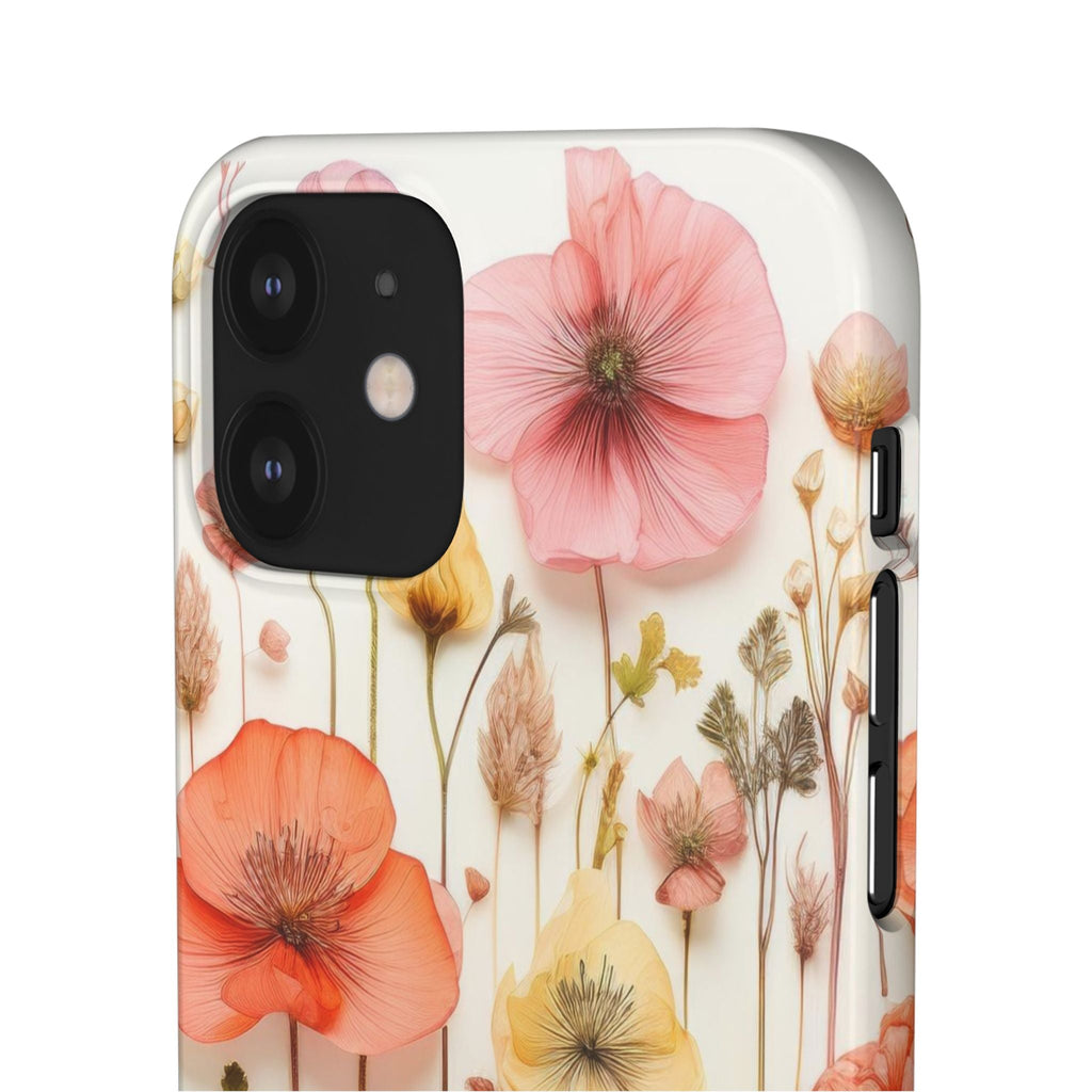 Pink Floral Pressed Flowers - Slim Case
