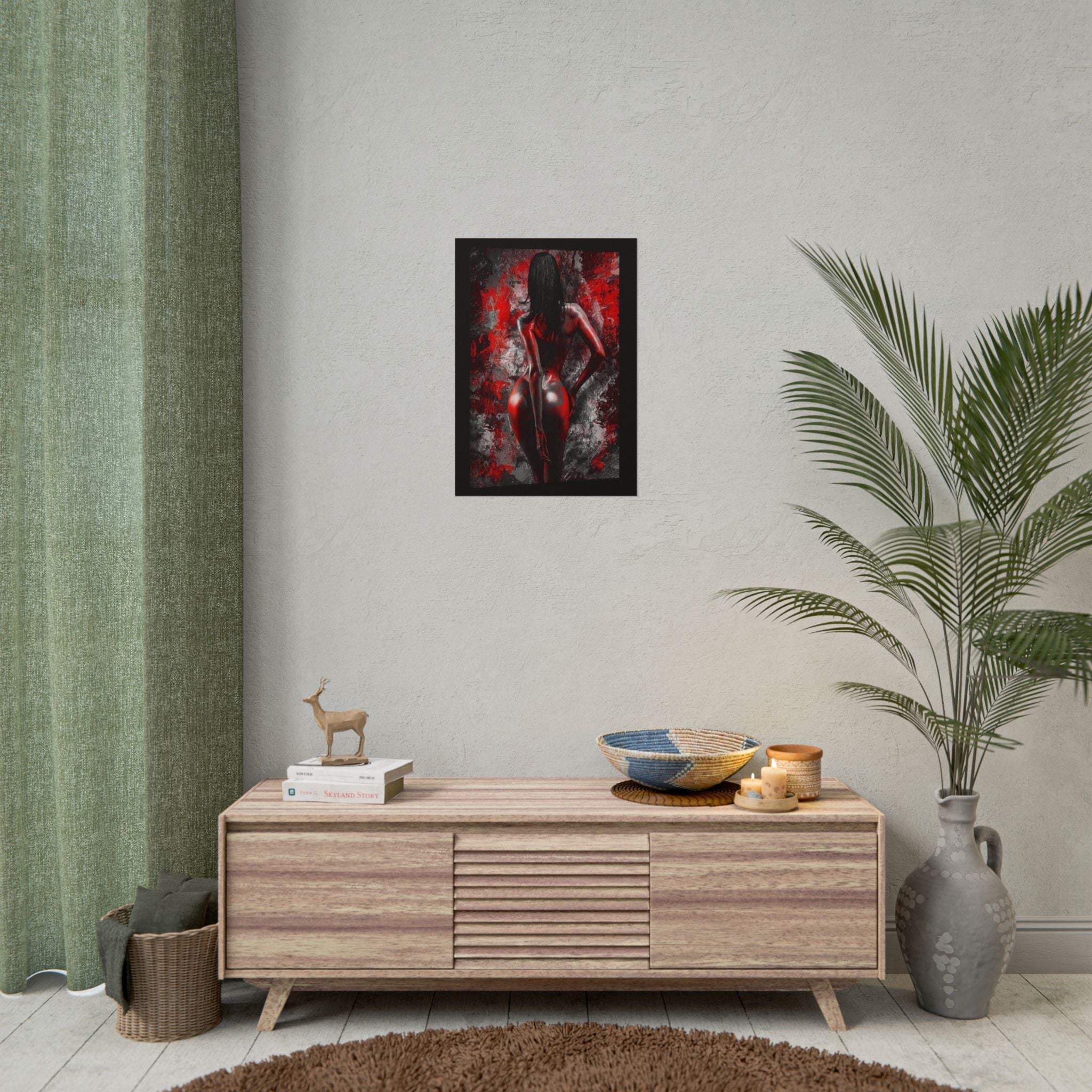 Rolled Poster — Red Noir Female Silhouette Art Print