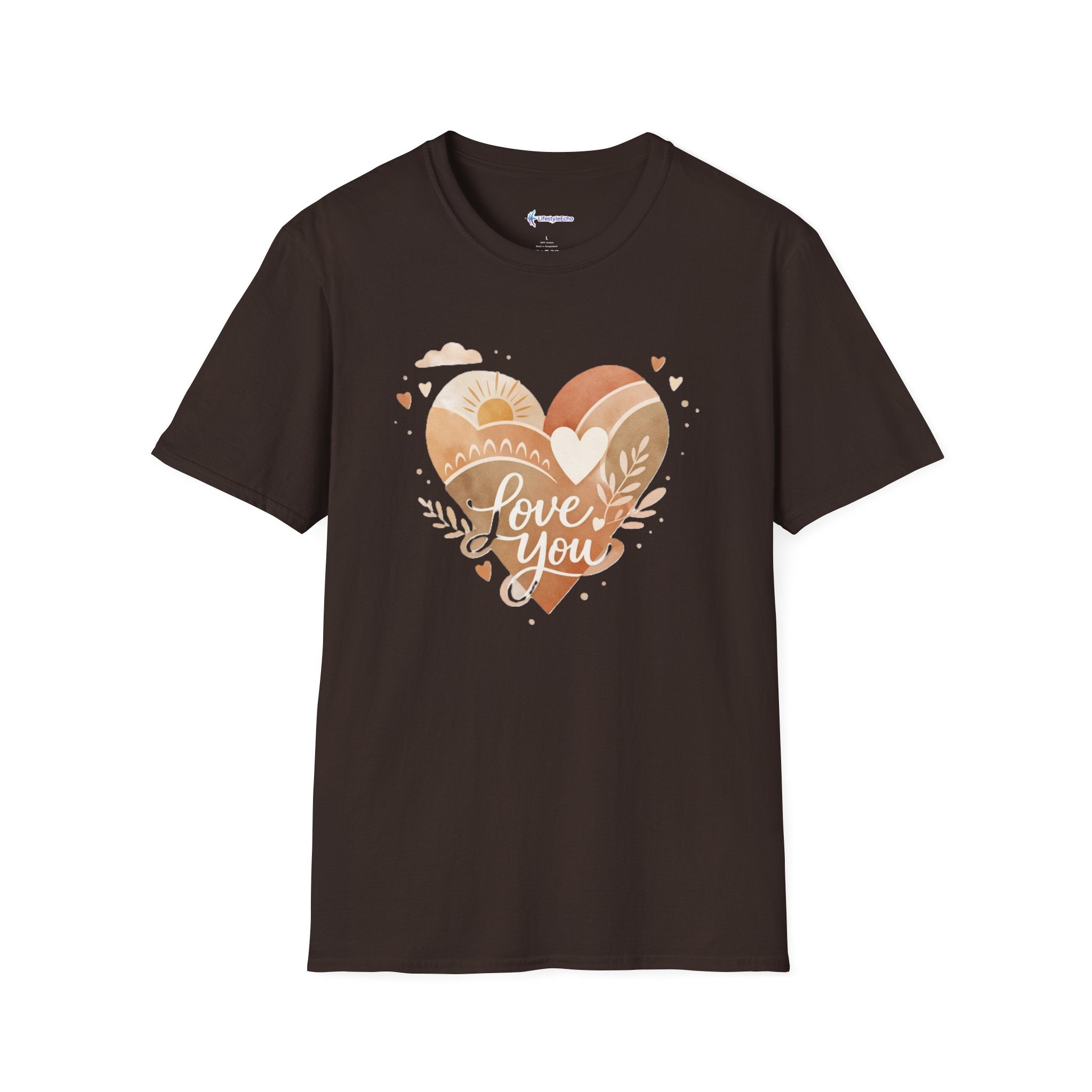 Love You Heart T-Shirt - Boho Neutral Valentine's Tee