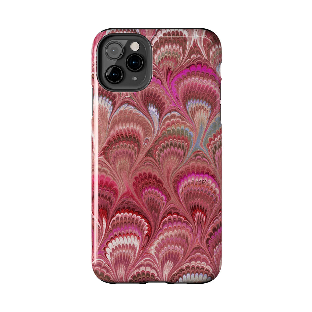 Pink Peacock Marble Italian Tough Phone Case — Durable Marbled Phone Case