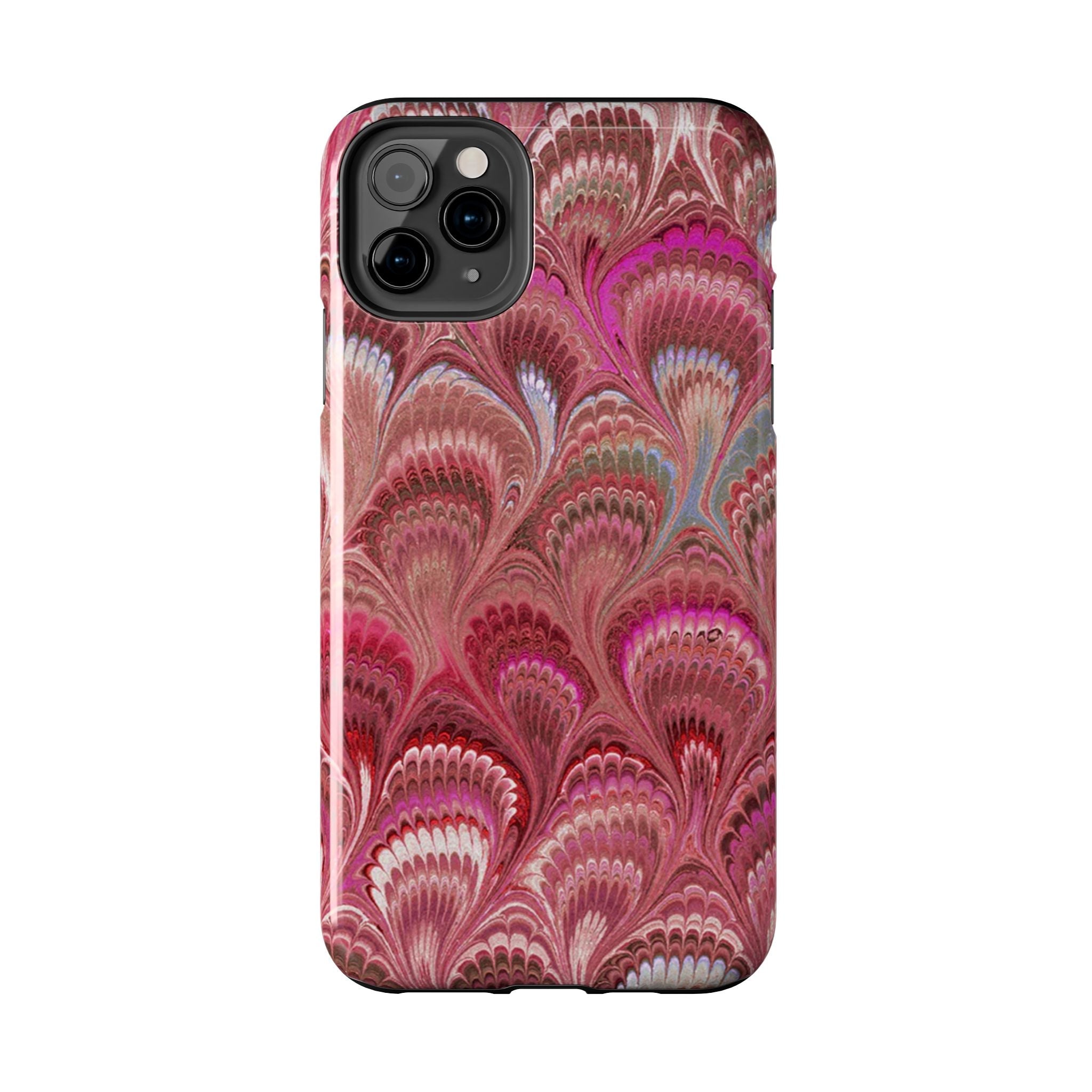 Pink Peacock Marble Italian Tough Phone Case — Durable Marbled Phone Case