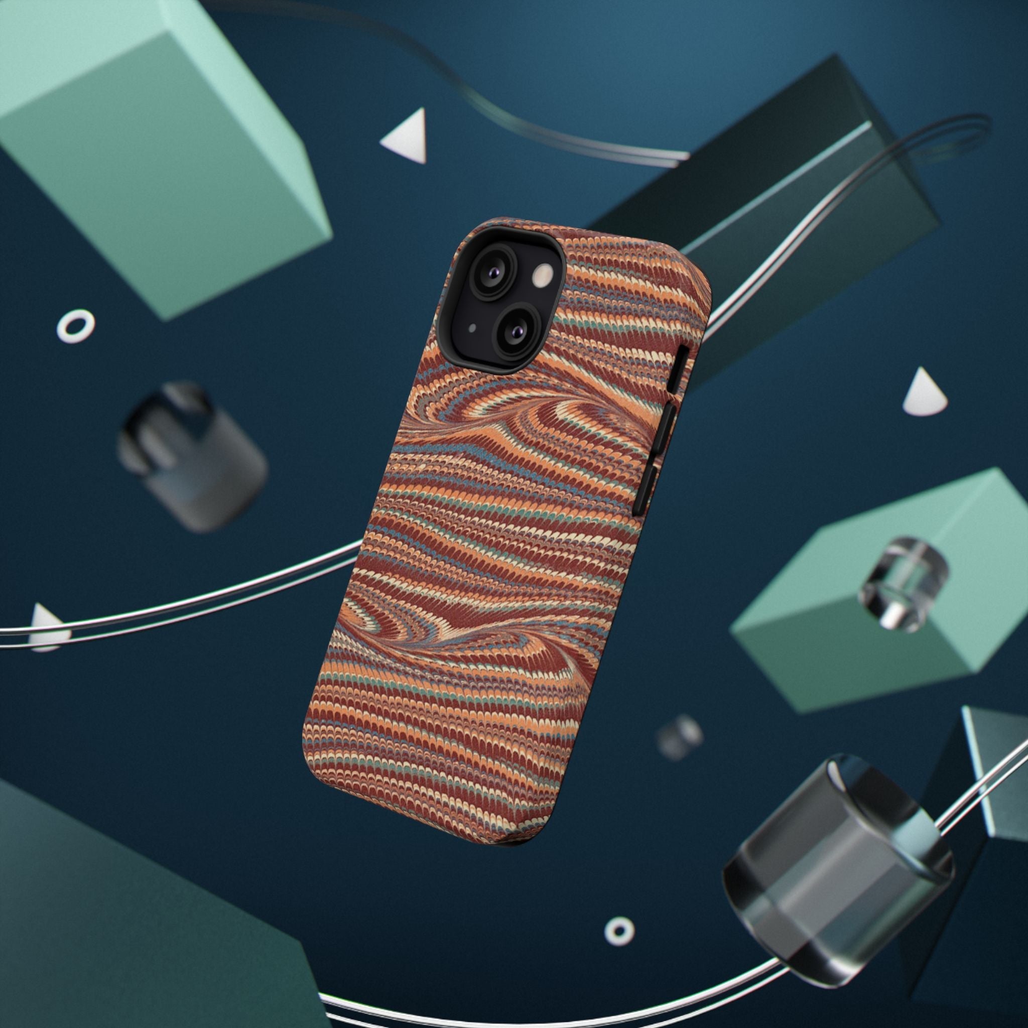 Neutrals Burgundy, Beige, Rust Hues Italian Vintage Marble Design Phone Case for Apple + Samsung