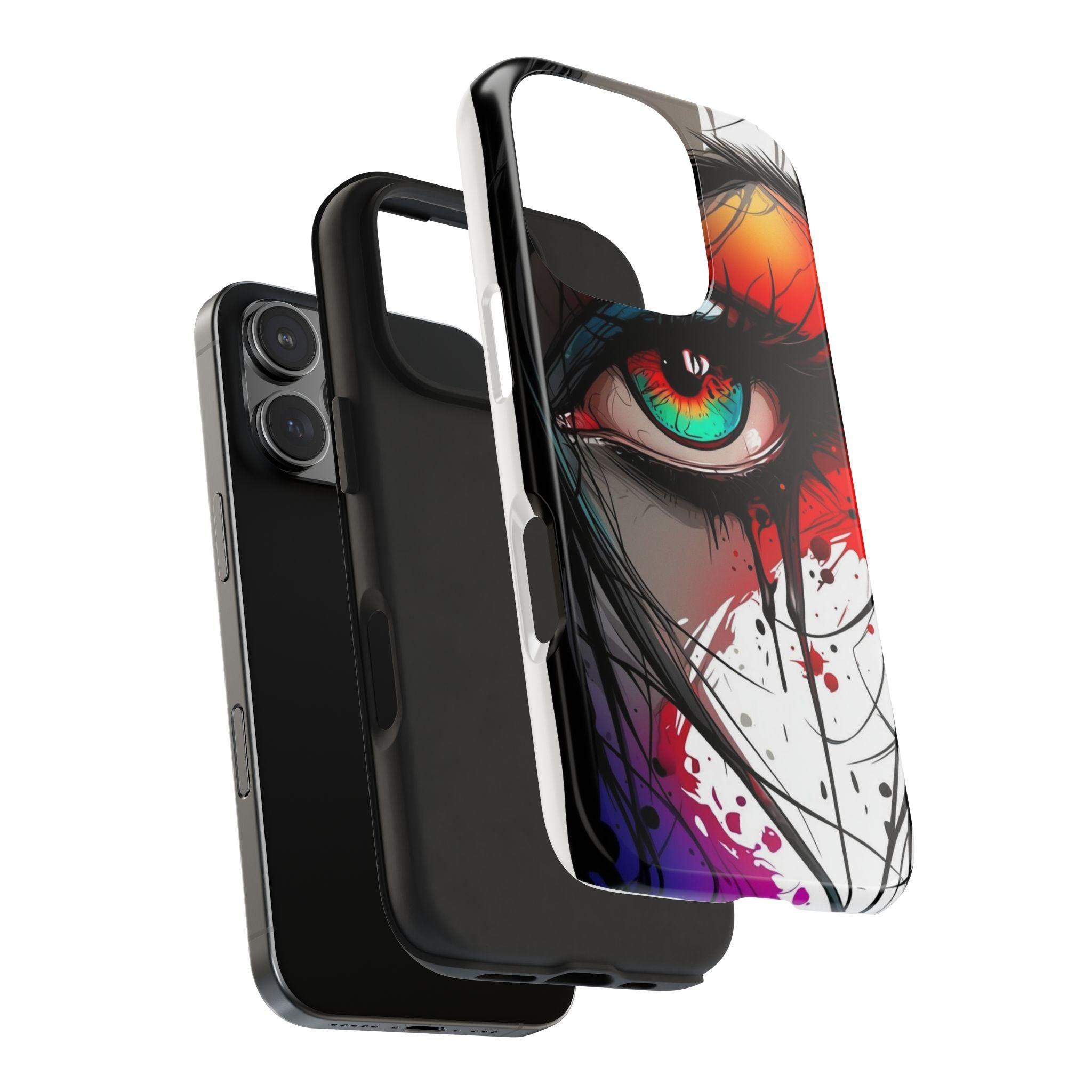 Girl Colorful Eye Painted Printed Tough Phone Case for iPhone & Samsung Galaxy - Artistic & Vibrant Design