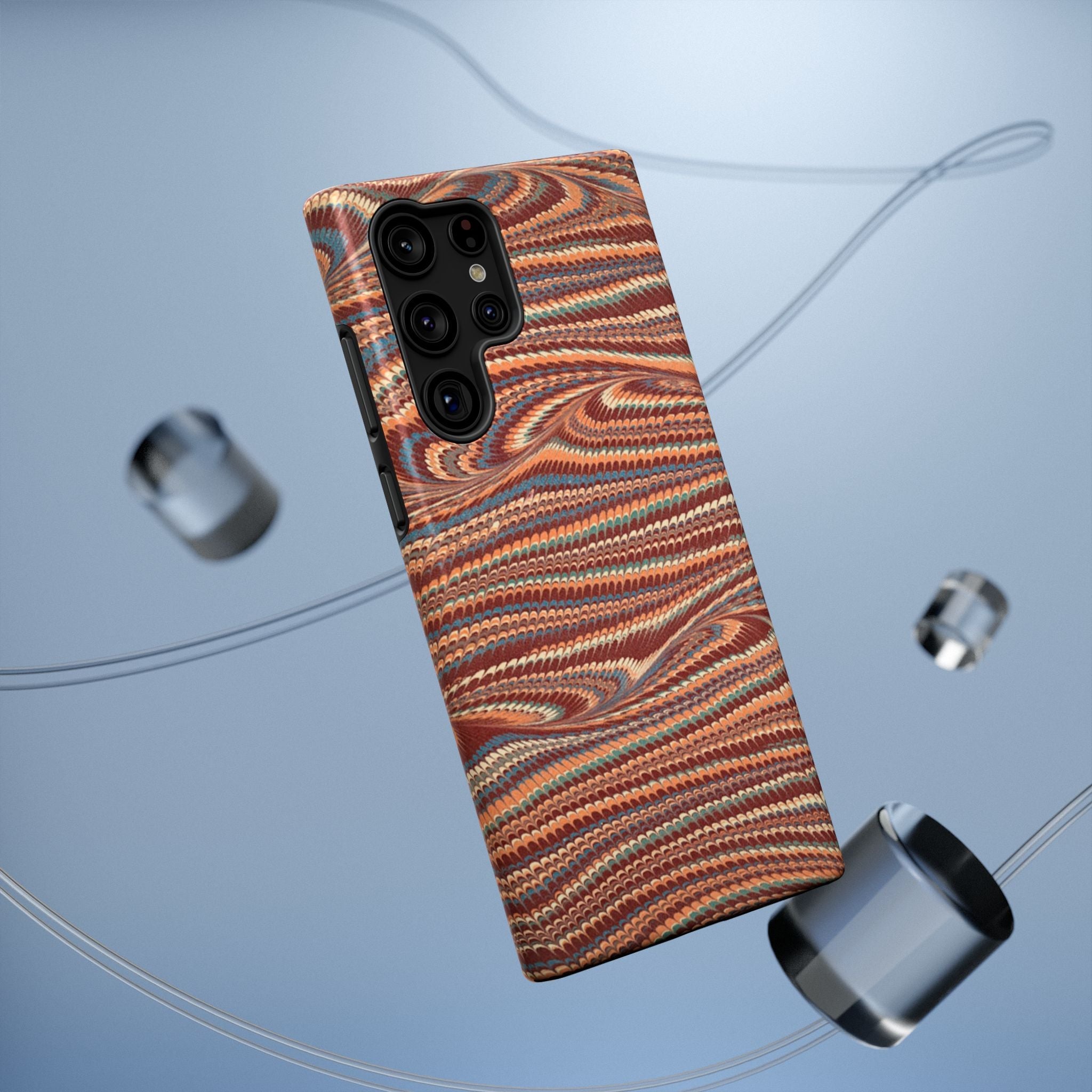 Neutrals Burgundy, Beige, Rust Hues Italian Vintage Marble Design Phone Case for Apple + Samsung