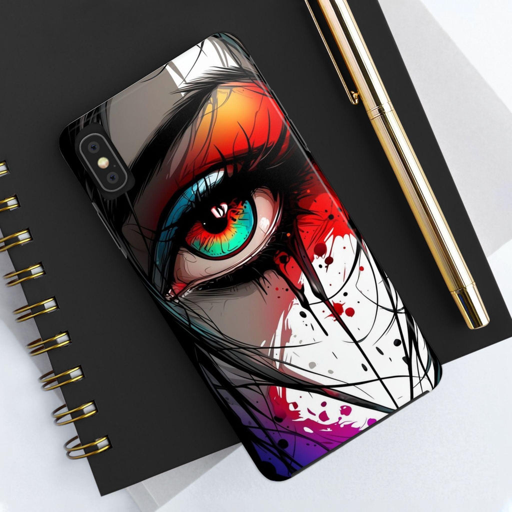 Girl Colorful Eye Painted Printed Tough Phone Case for iPhone & Samsung Galaxy - Artistic & Vibrant Design