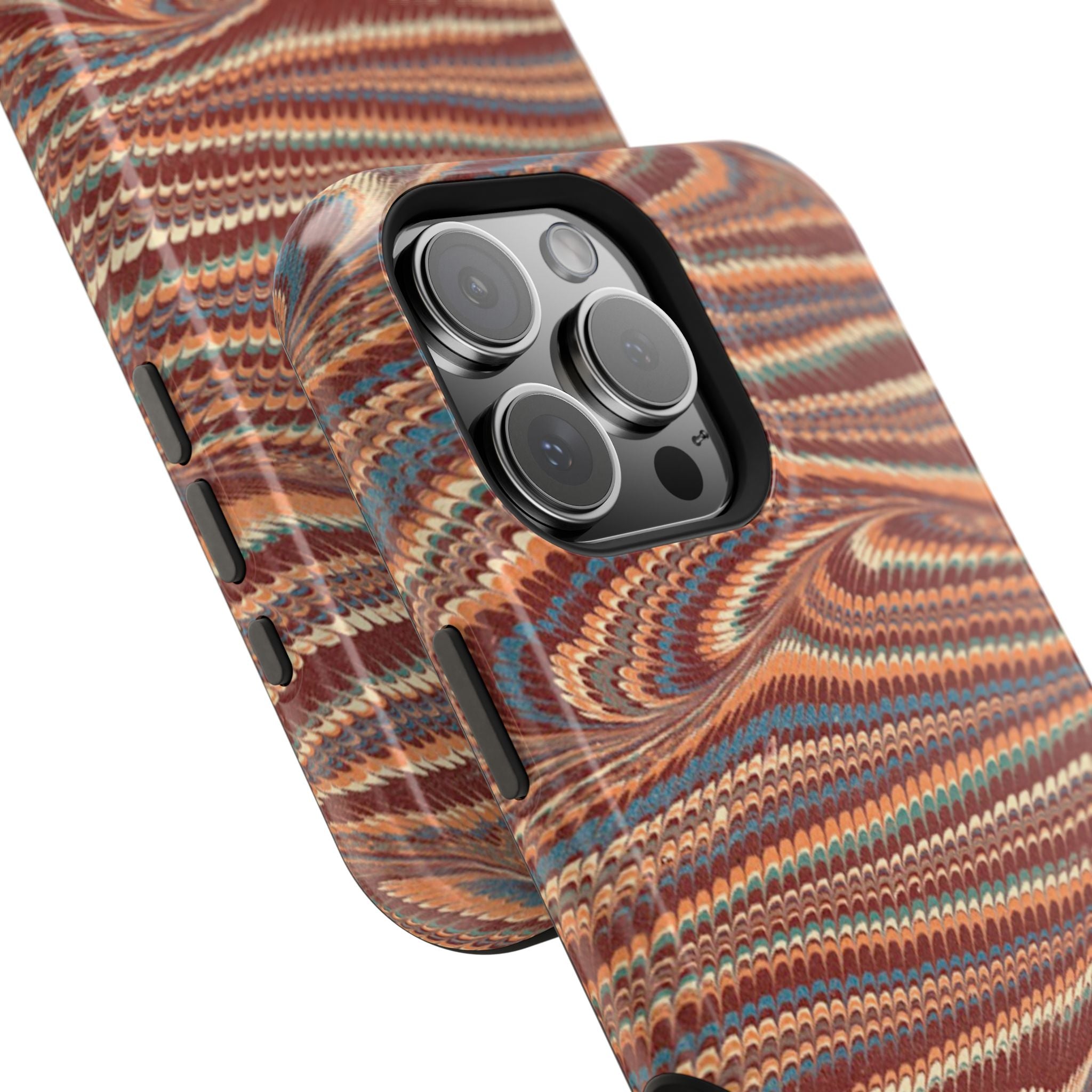 Neutrals Burgundy, Beige, Rust Hues Italian Vintage Marble Design Phone Case for Apple + Samsung