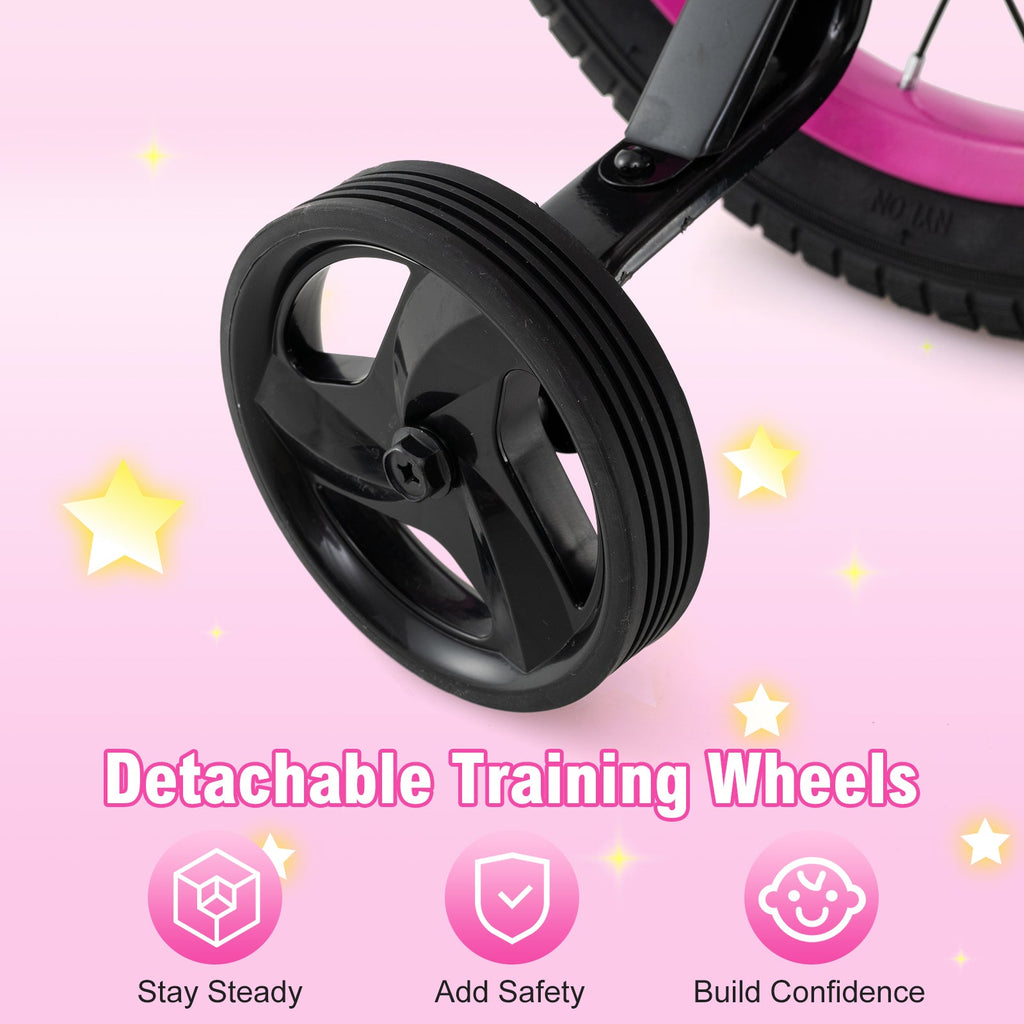14 Inch Kids Bike Adjustable Bicycle with Front Basket for Children Aged 4-5 Years Old