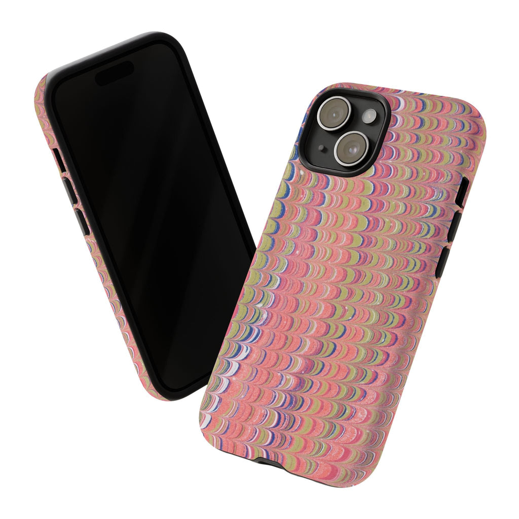 Pink Pastels Feather Marbled Vintage Design iPhone 16 + Samsung + Apple + Google - all models