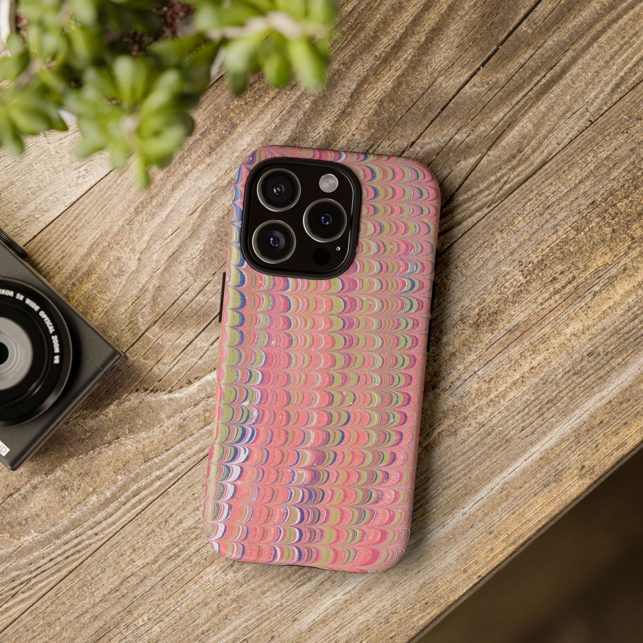 Pink Pastels Feather Marbled Vintage Design iPhone 16 + Samsung + Apple + Google - all models