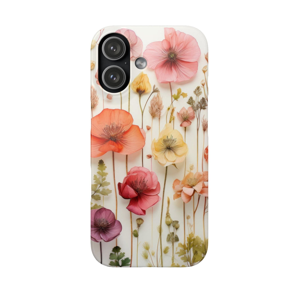 Pink Floral Pressed Flowers - Slim Case