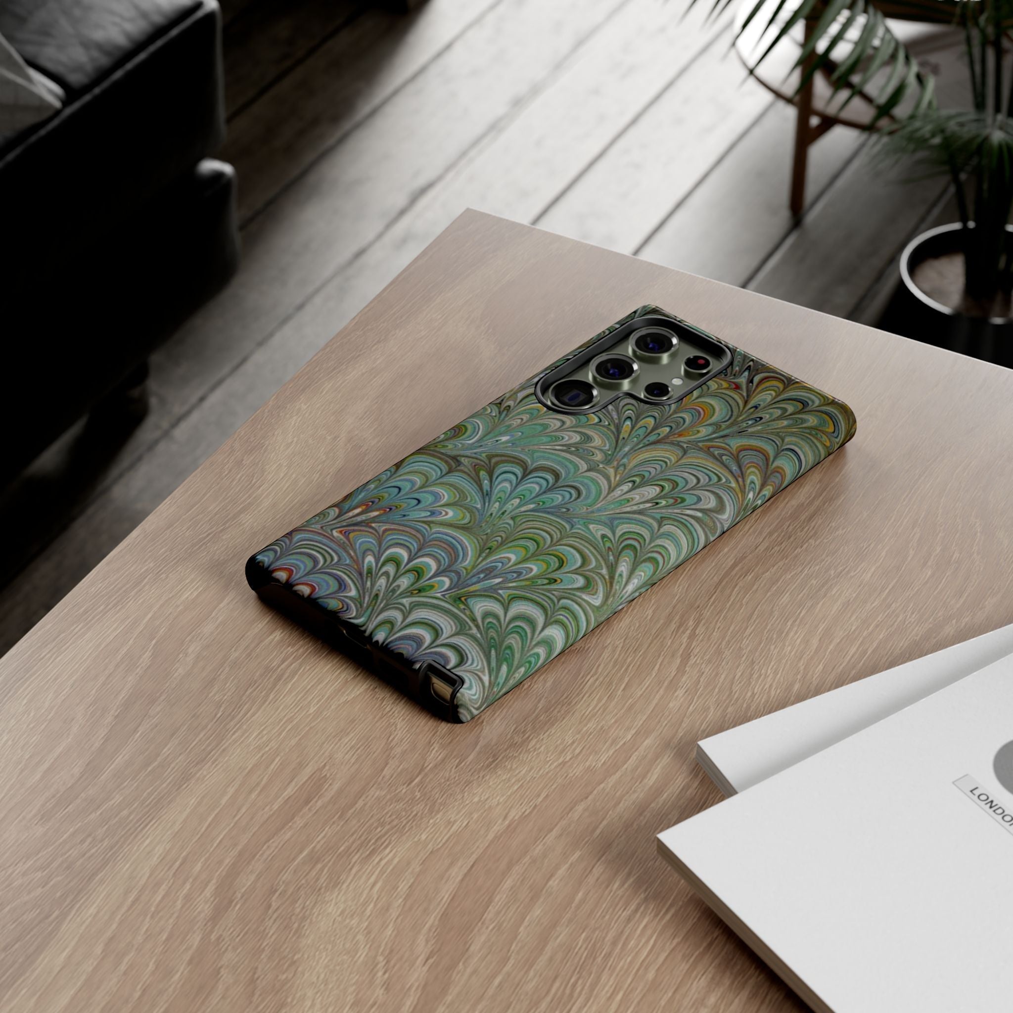 Green Peacock Marbled Phone Case — "Tough Cases" Ultra-Tough Protective Cover