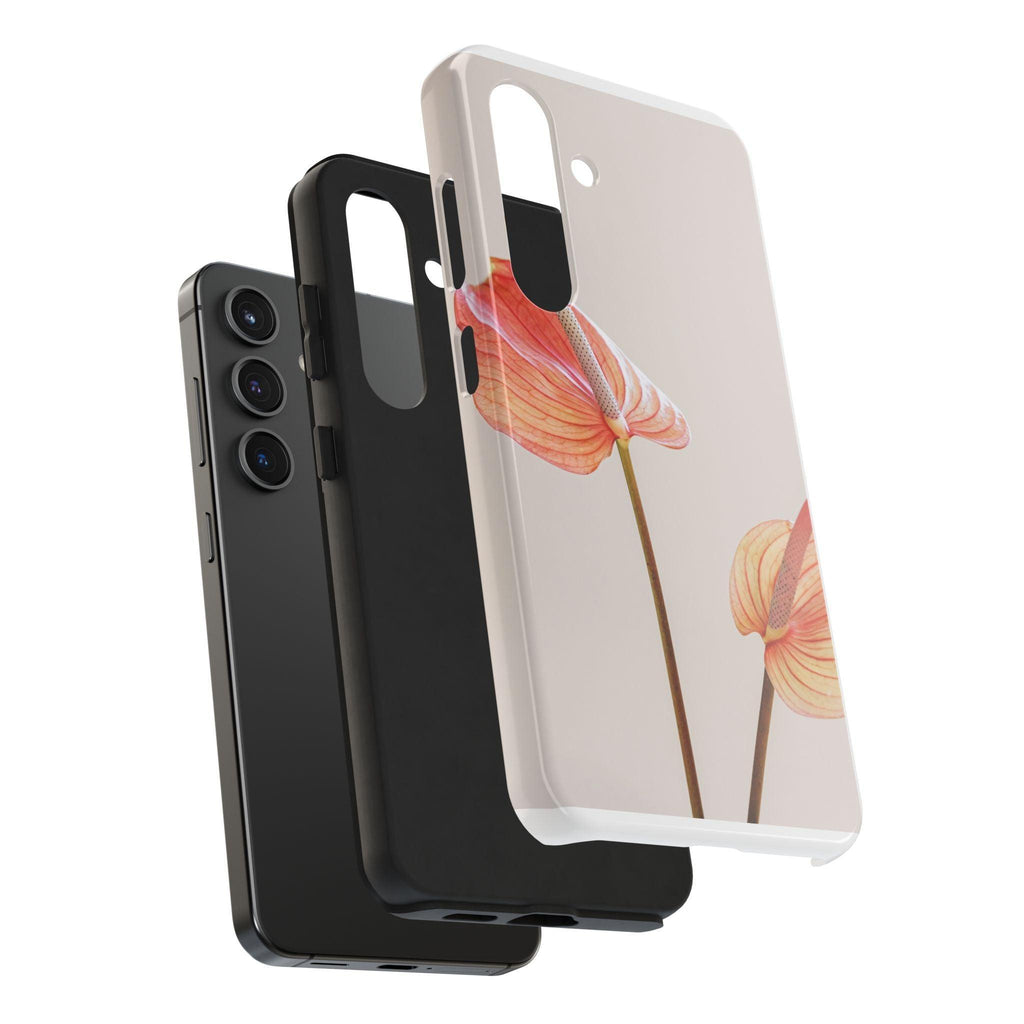 Orange Flower with Leaves Tough Phone Cases