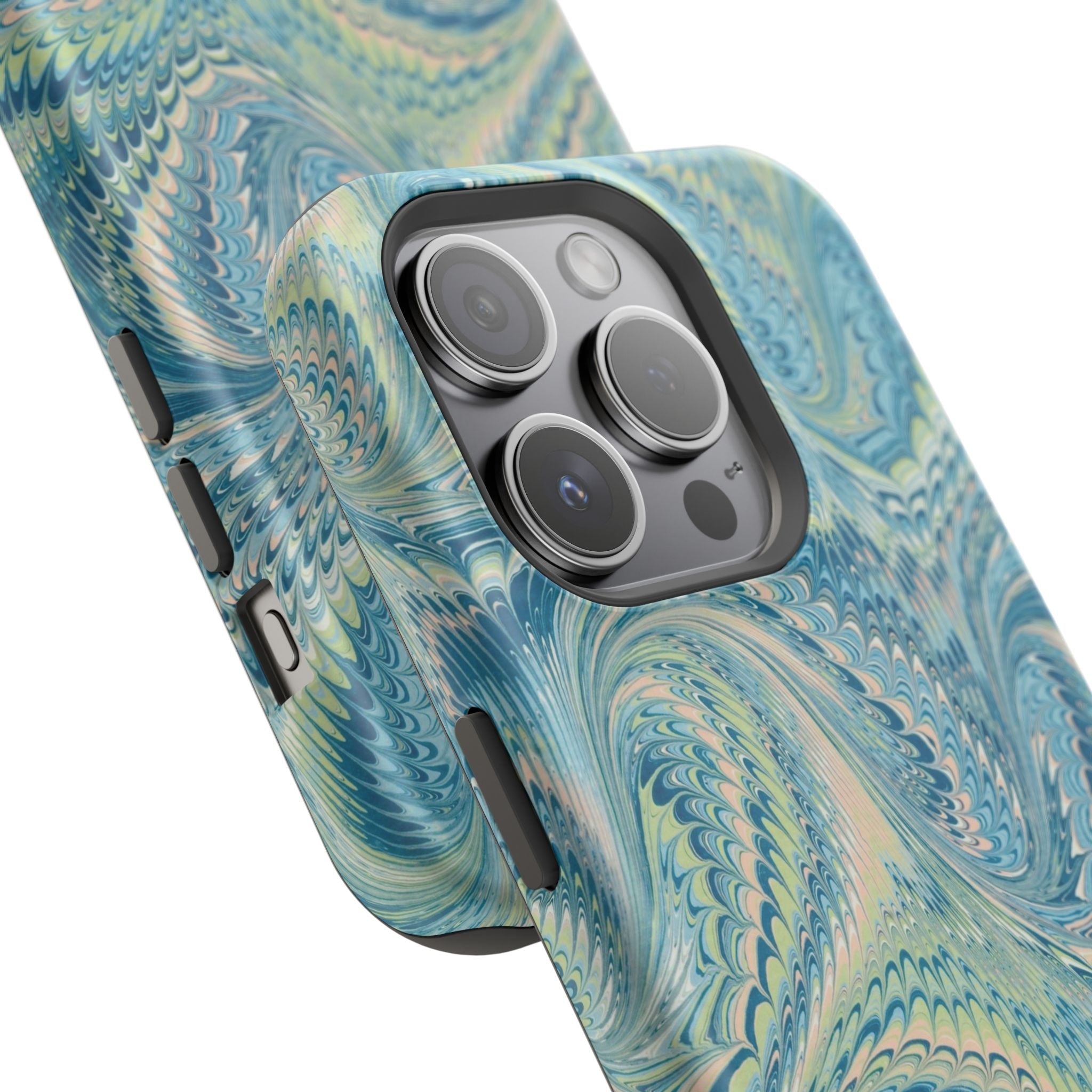 Aqua + Green Marble Phone Case - Impact-Resistant MAG SAFE - Dual Cover Design