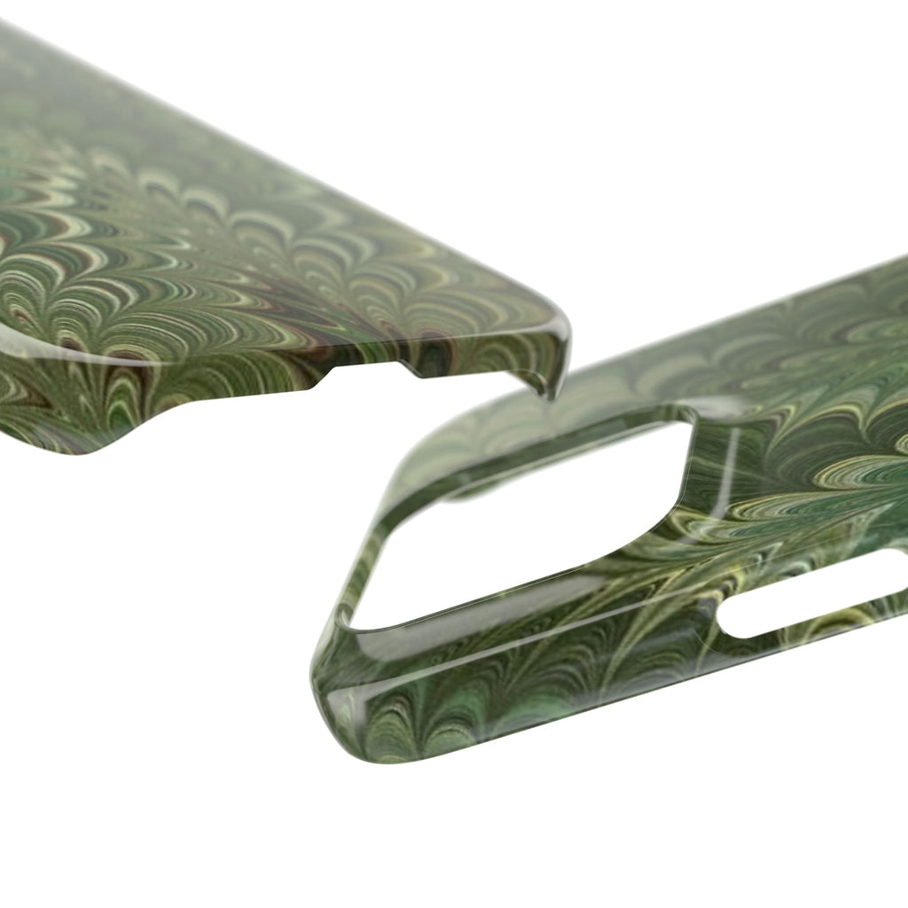 Deep Green Cheveron Marbled Phone Case - Single Layer Slim Case