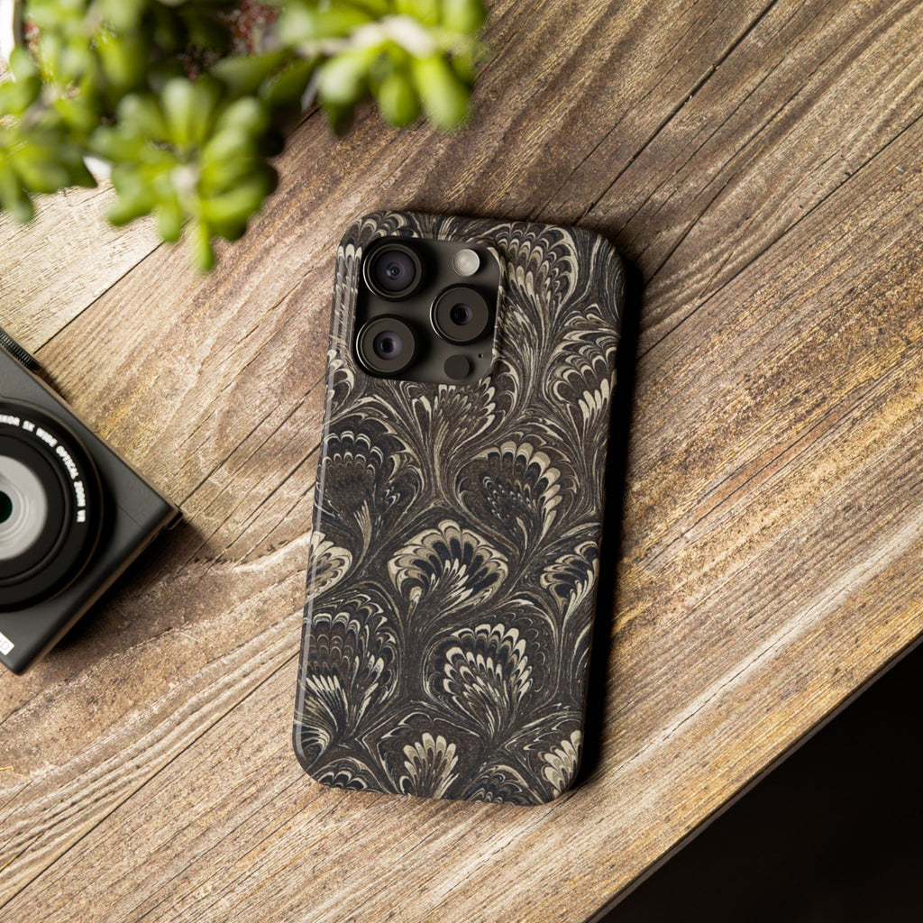 Black Italian Marble Design Slim iPhone 17 + all models Phone Cases