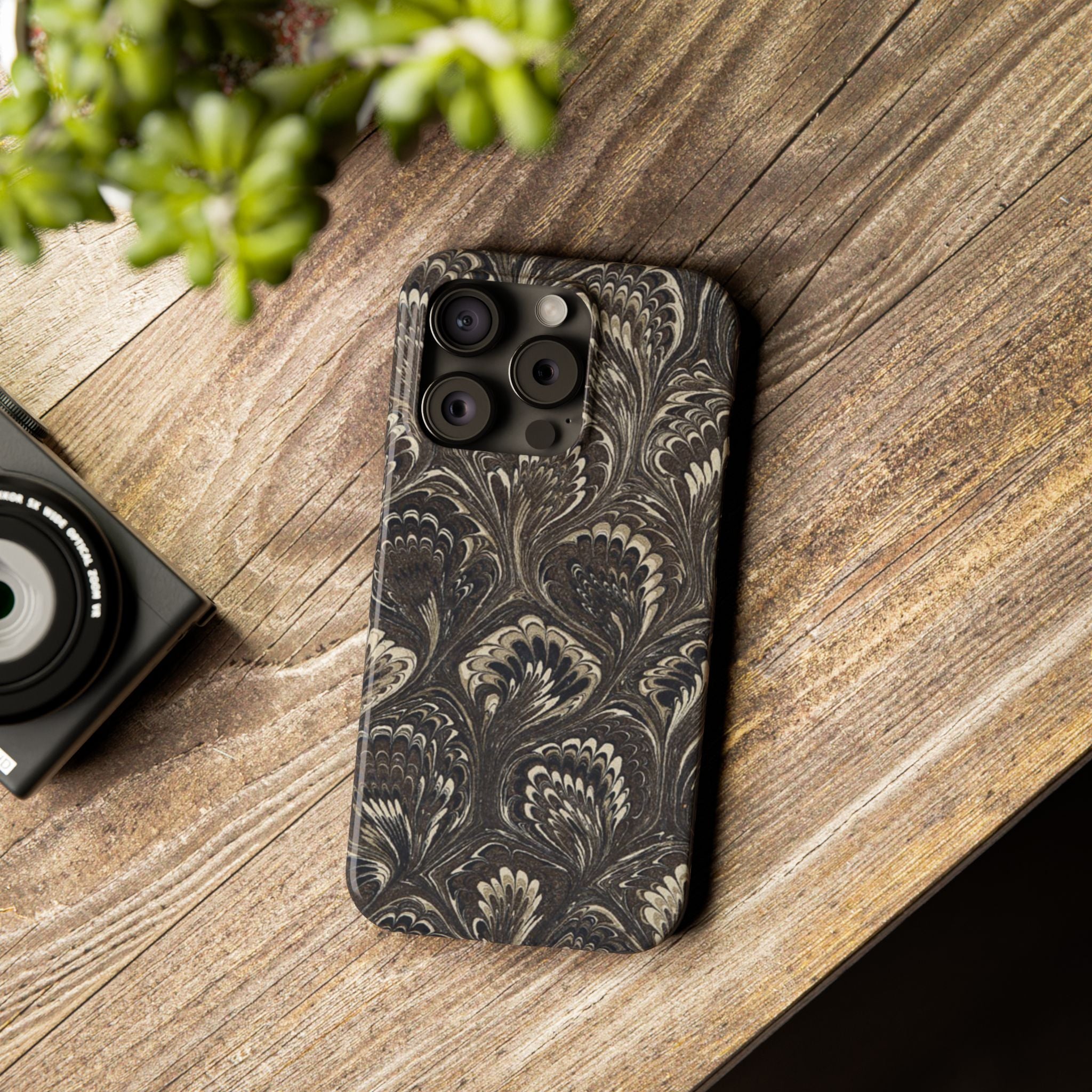 Black Italian Marble Design Slim iPhone 17 + all models Phone Cases