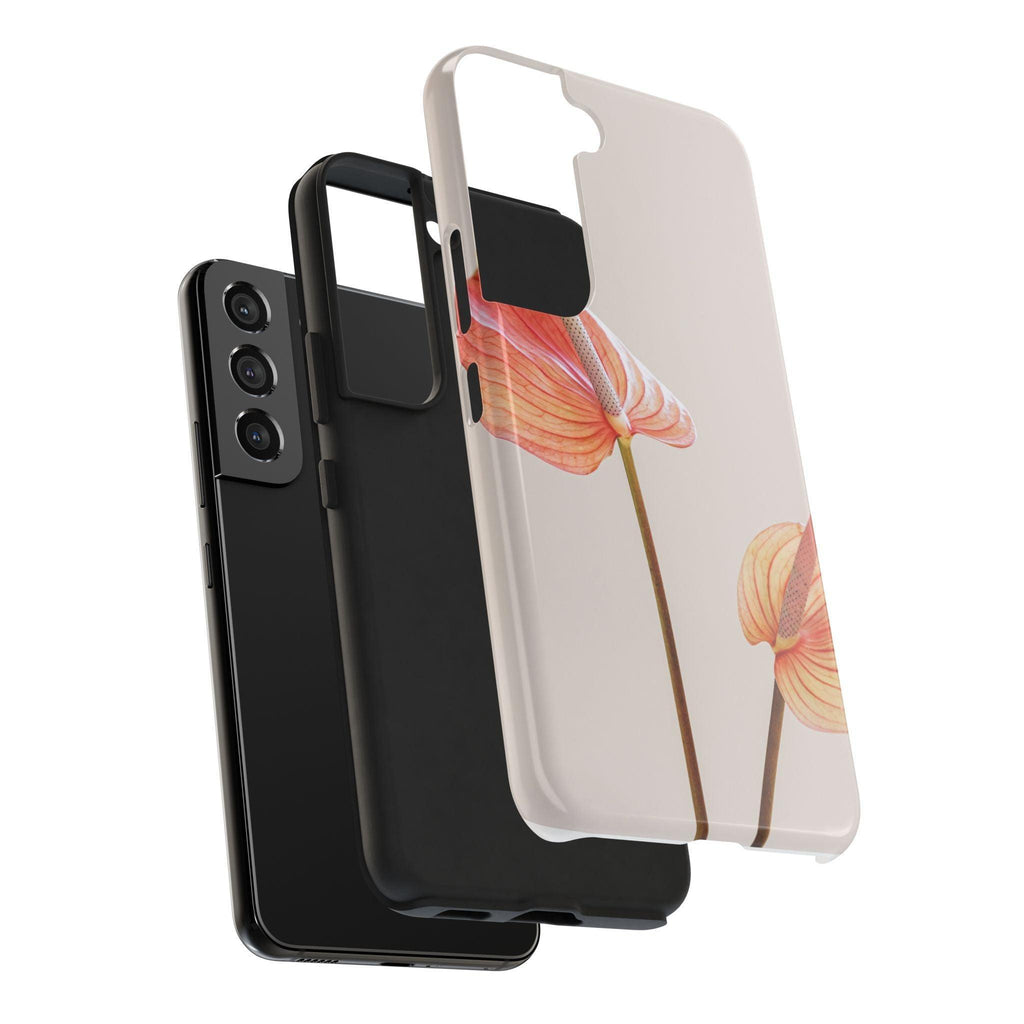 Orange Flower with Leaves Tough Phone Cases