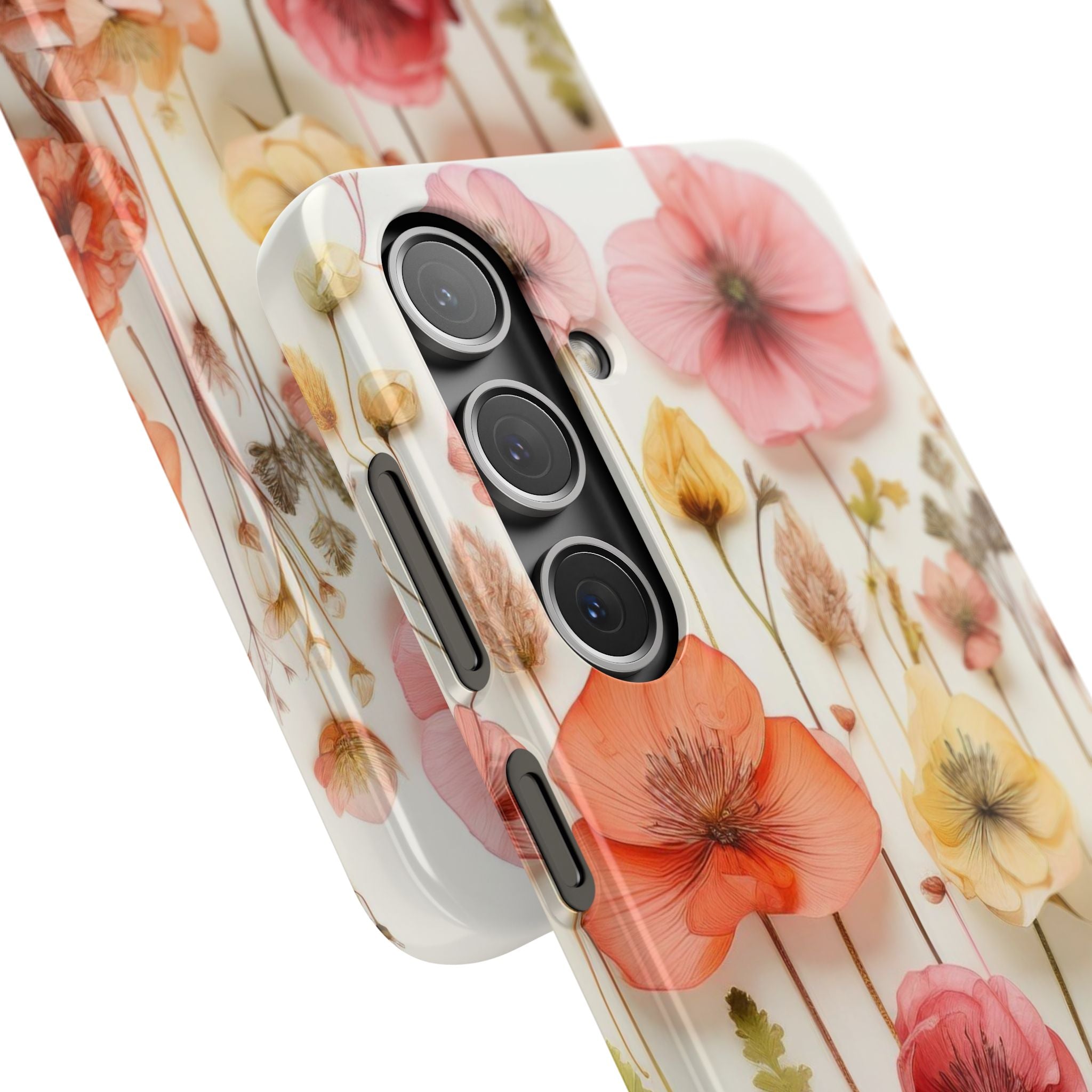Pink Floral Pressed Flowers - Slim Case