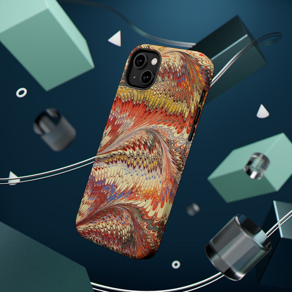 Rust + Gold Italian Marbled Design Magnetic MAG SAFE - Dual Layer Case - Glossy or Matte