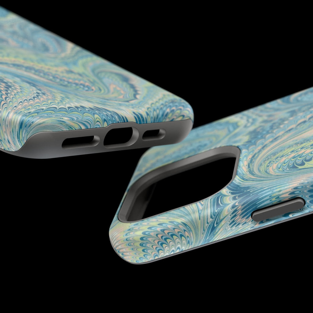 Aqua + Green Marble Phone Case - Impact-Resistant MAG SAFE - Dual Cover Design