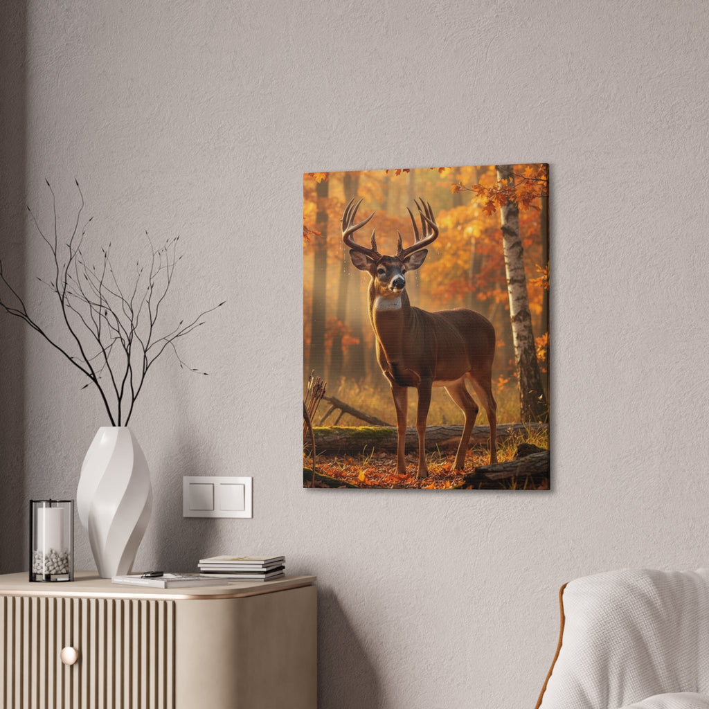 Autumn Forest Buck Canvas Wall Art — Stretched Deer Print