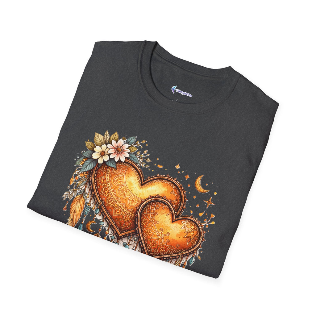 Boho Henna Heart T-Shirt - Native American Valentine Design