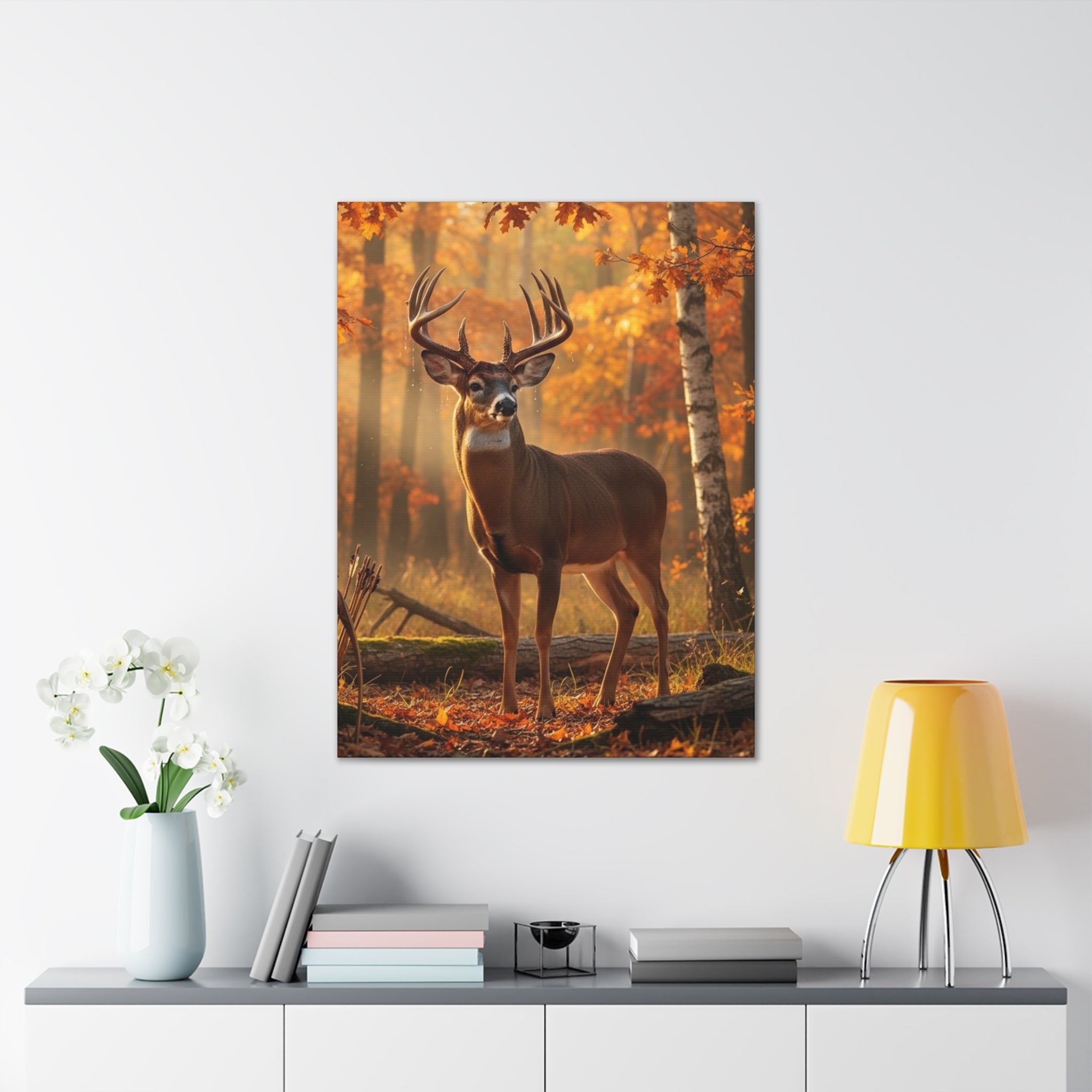 Autumn Forest Buck Canvas Wall Art — Stretched Deer Print