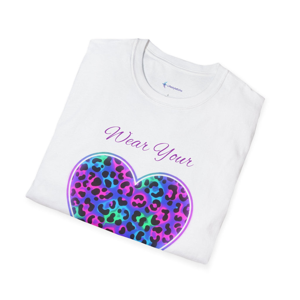 Heart Leopard Print T-Shirt - Wear Your Imagination - Colorful Animal Print Tee