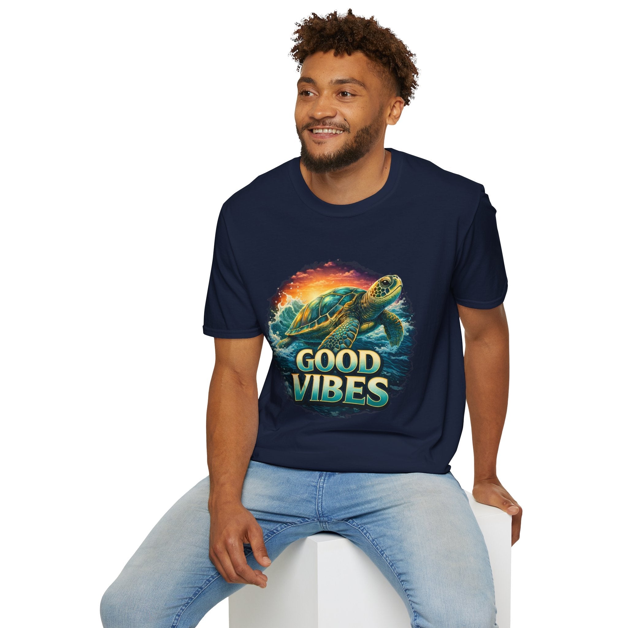 Sea Turtle 'Good Vibes' T-Shirt — Coastal Summer Surf Tee