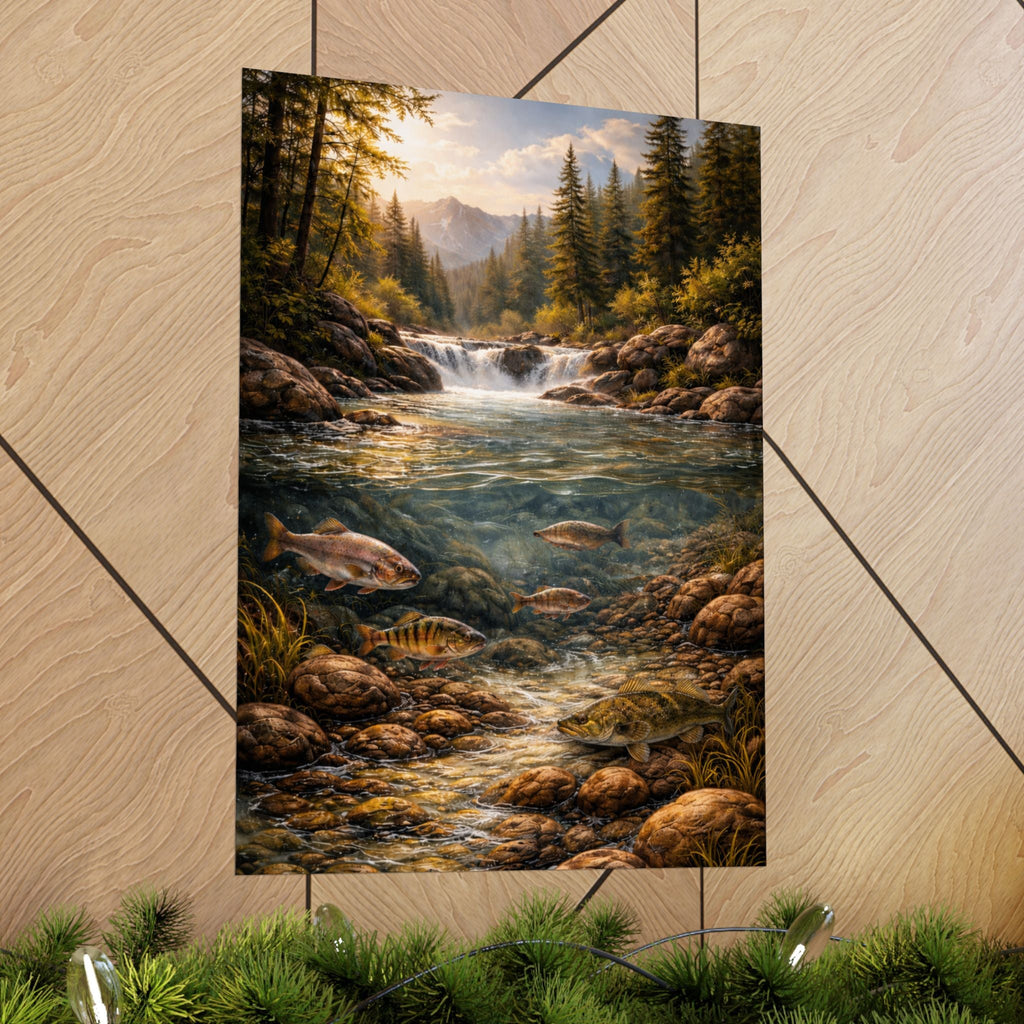 Scenic Trout Stream Matte Poster — Mountain River Landscape Wall Art