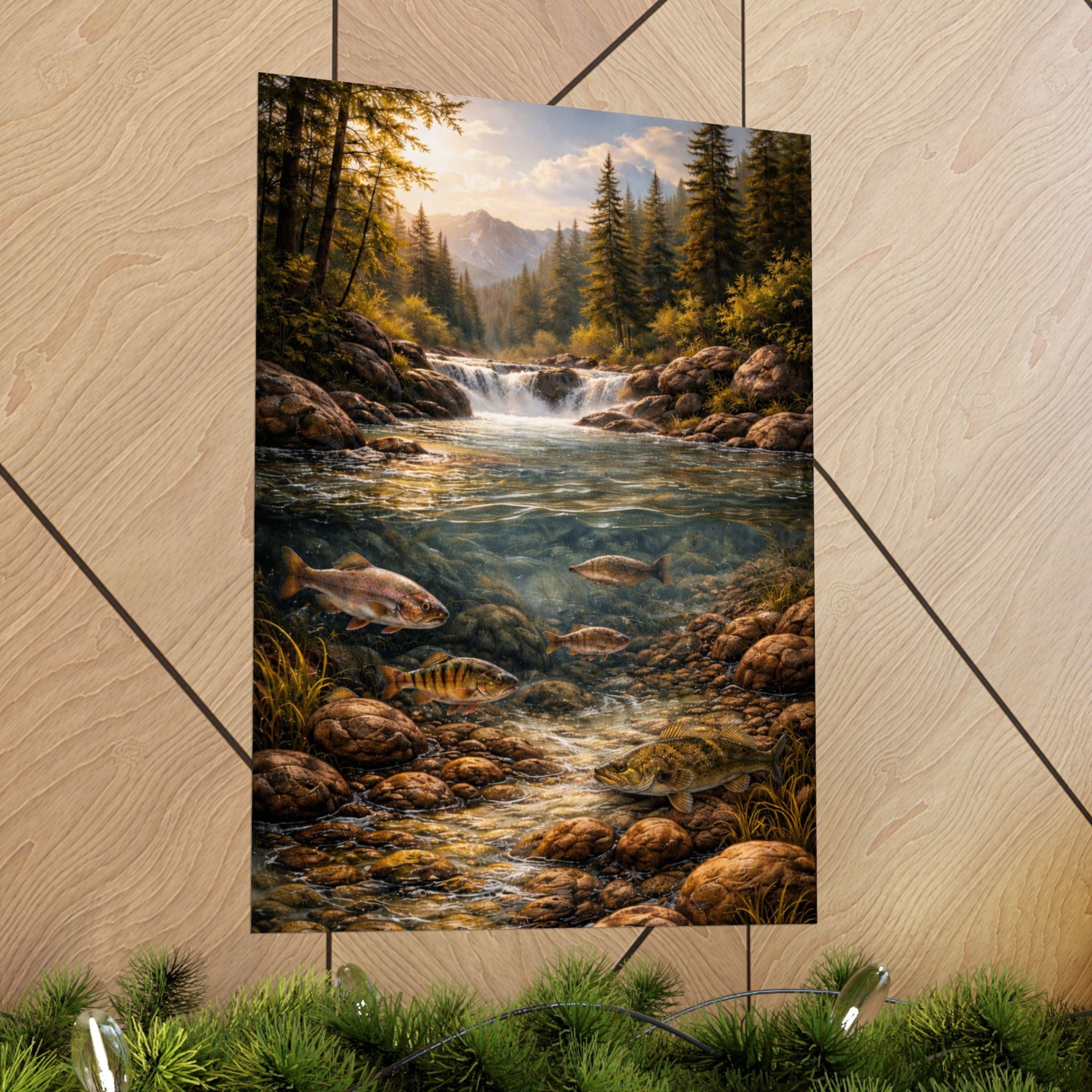 Scenic Trout Stream Matte Poster — Mountain River Landscape Wall Art
