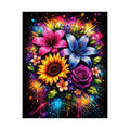 Vibrant Floral Splash Matte Poster — Colorful Sunflower, Lily & Rose Wall Art