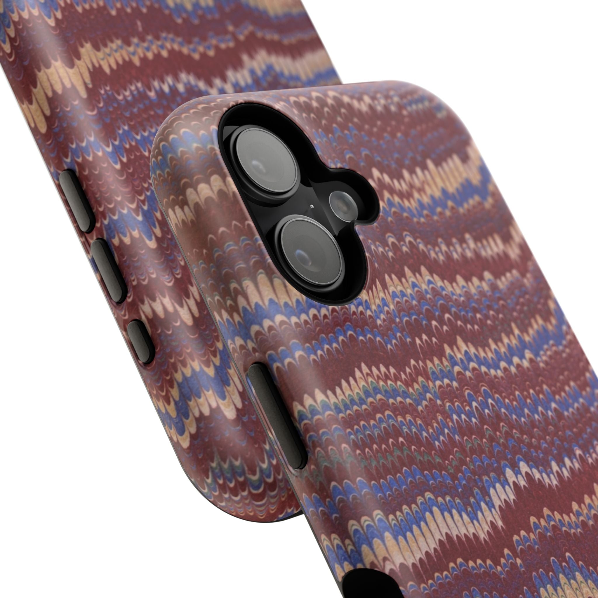 Burgundy and Blue Hues Italian Vintage Marble Design Phone Case for Apple + Samsung